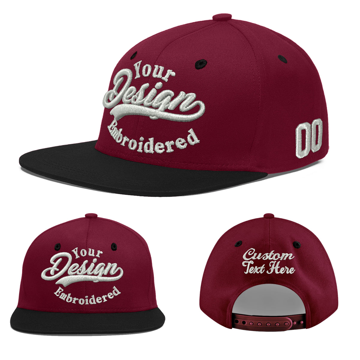 Custom Navy Orange 3D Puff Embroidery Flat Embroidery Casual Sport Baseball Cap
