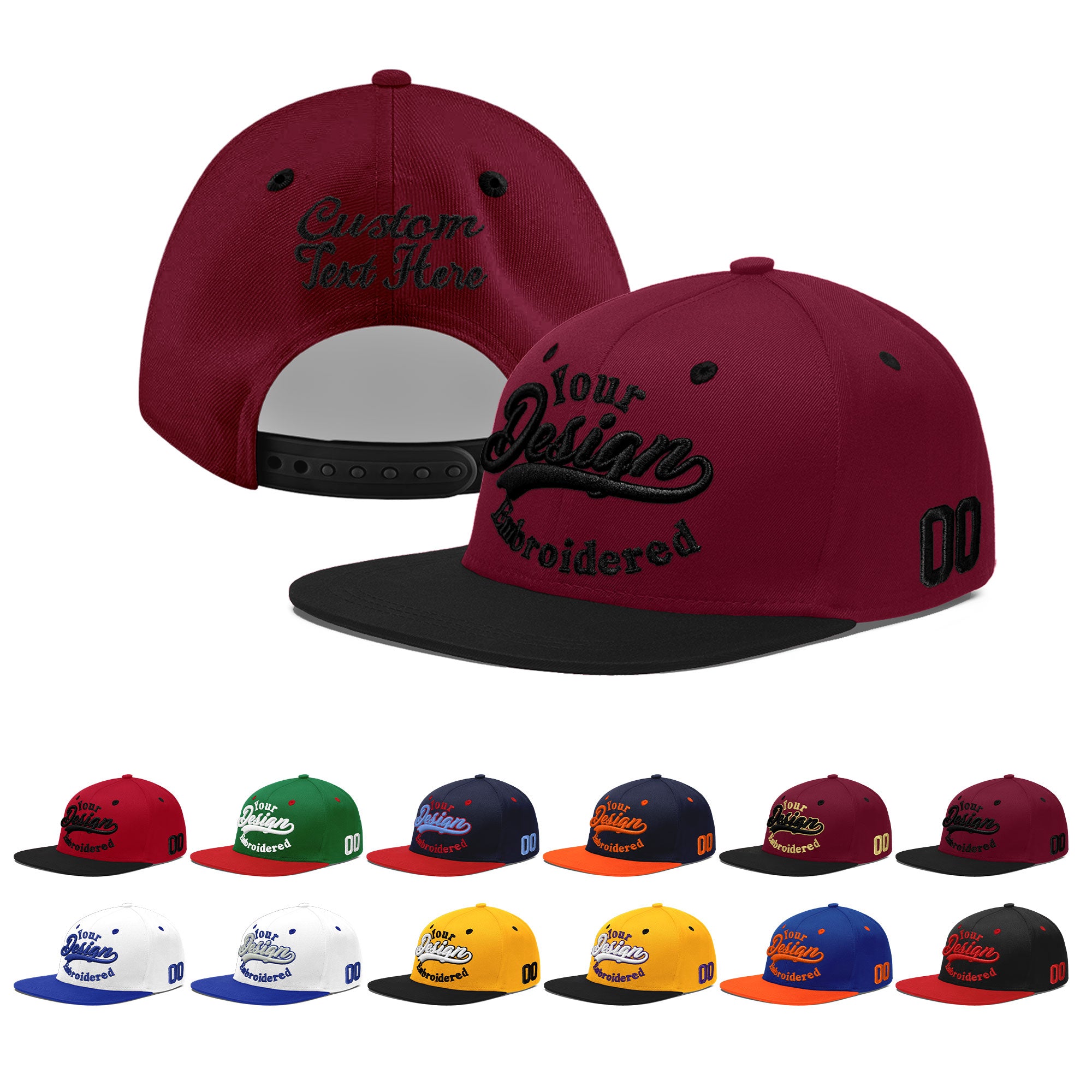 Custom Navy Orange 3D Puff Embroidery Flat Embroidery Casual Sport Baseball Cap