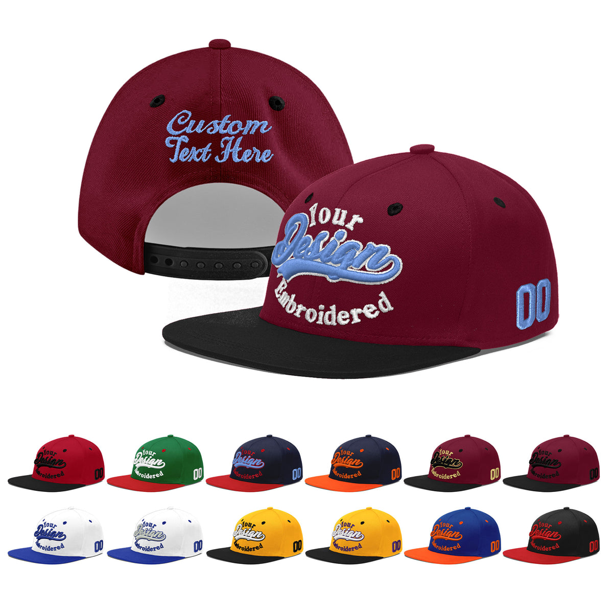 Custom Navy Orange 3D Puff Embroidery Flat Embroidery Casual Sport Baseball Cap