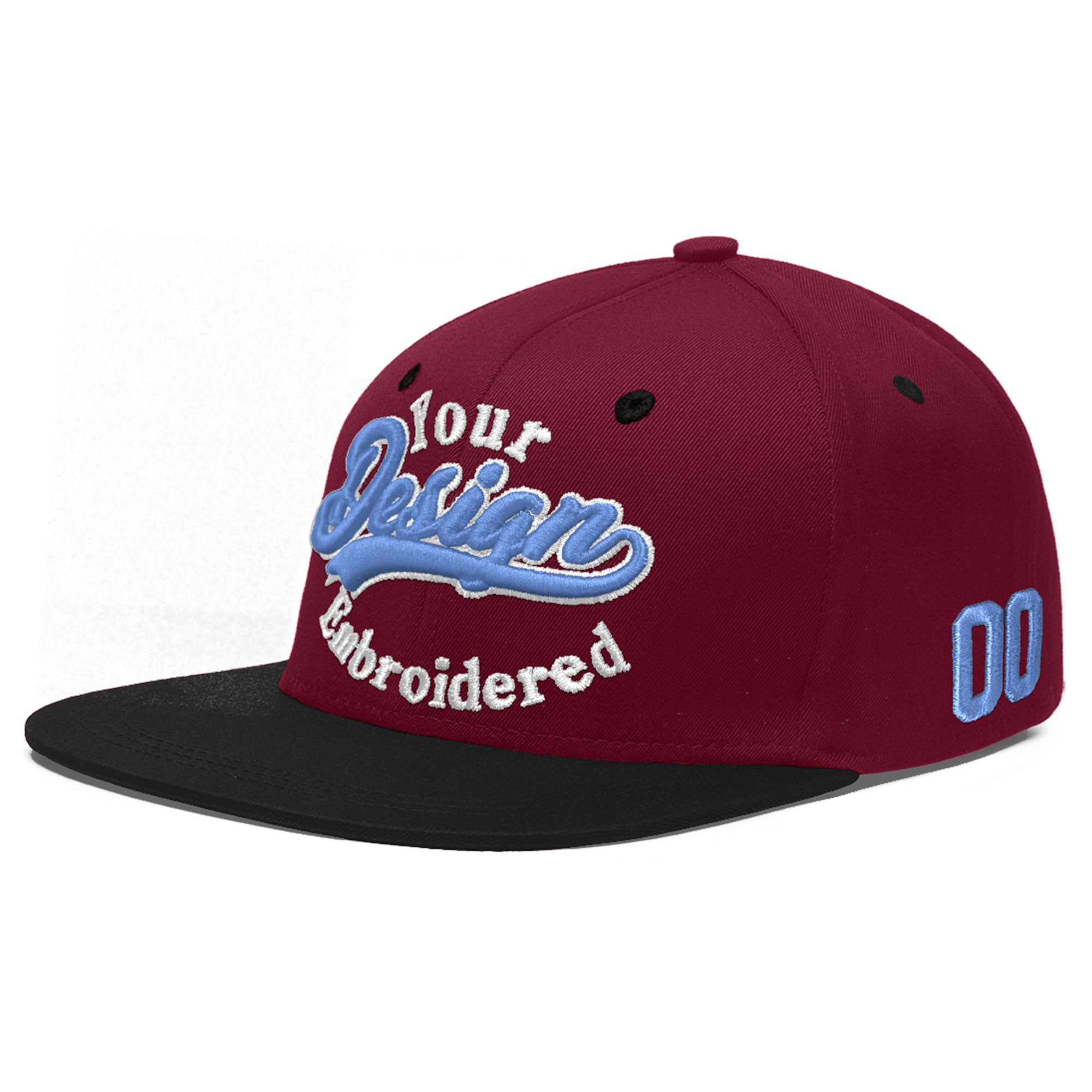 Custom Navy Orange 3D Puff Embroidery Flat Embroidery Casual Sport Baseball Cap