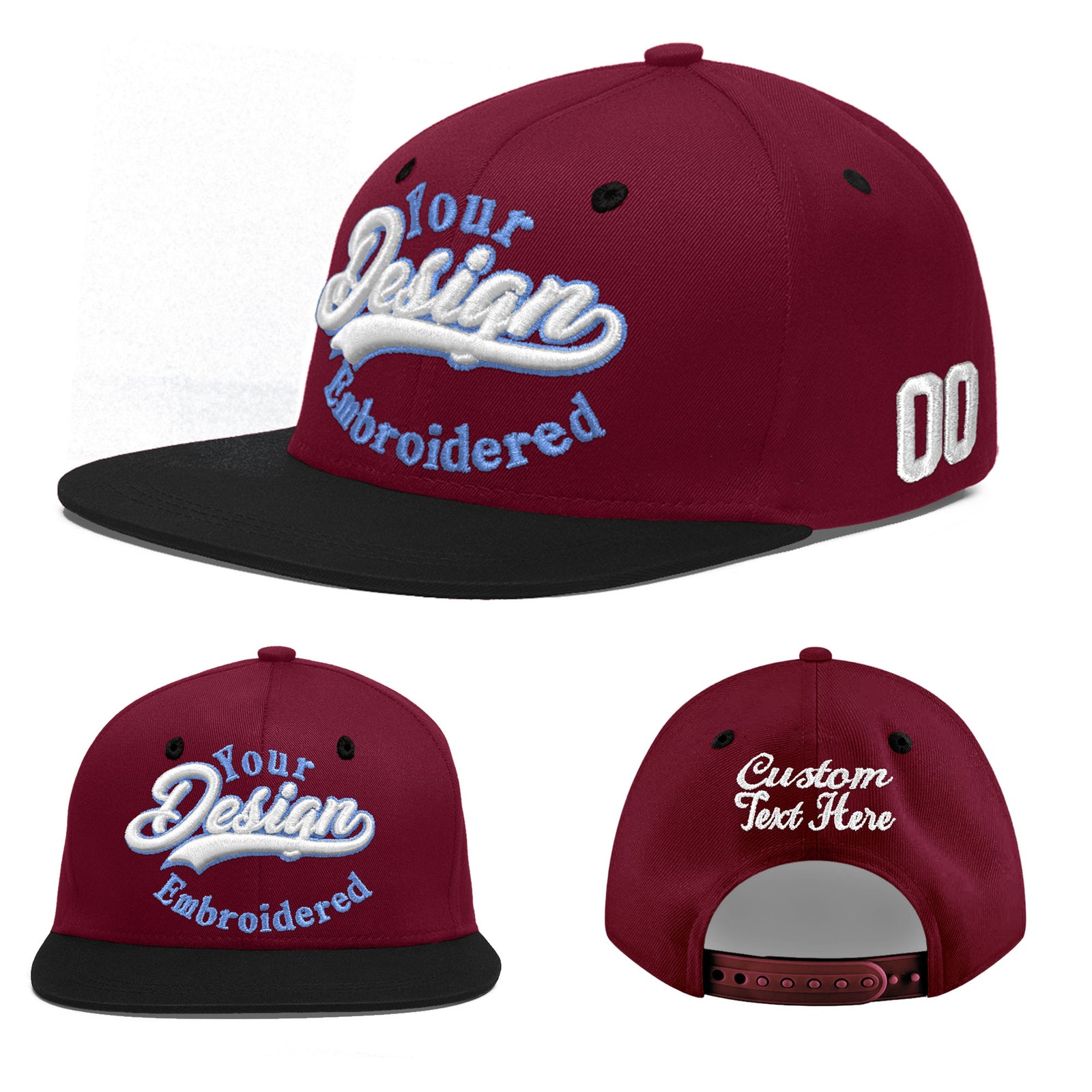 Custom Navy Orange 3D Puff Embroidery Flat Embroidery Casual Sport Baseball Cap
