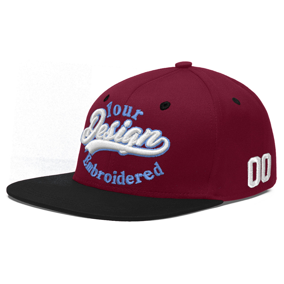 Custom Navy Orange 3D Puff Embroidery Flat Embroidery Casual Sport Baseball Cap
