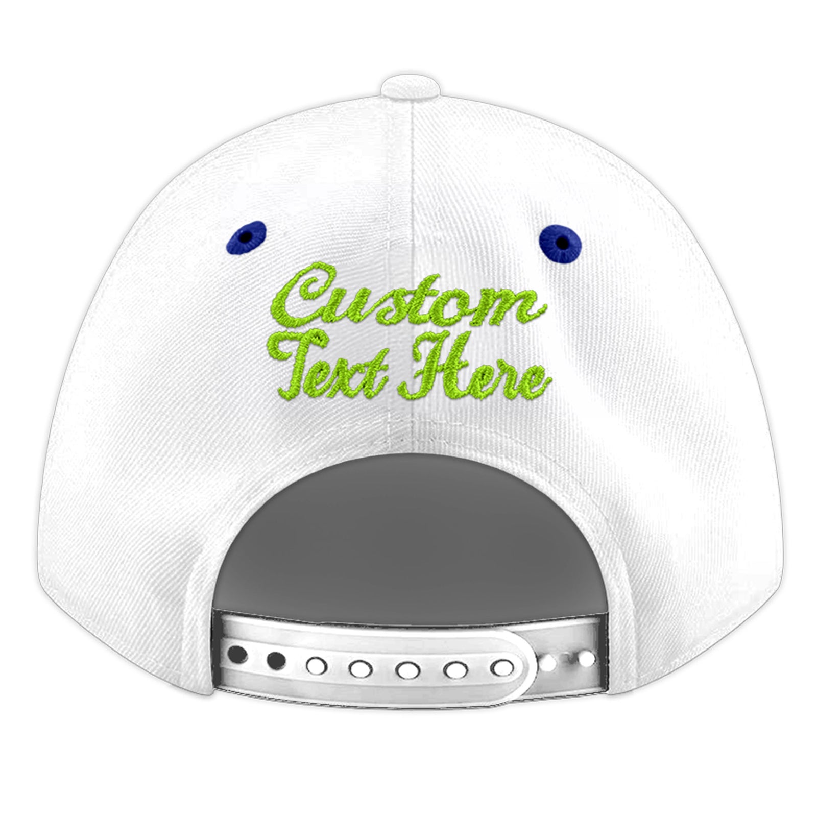 Custom White Royal Blue 3D Puff Embroidery Flat Embroidery Casual Sport Baseball Cap