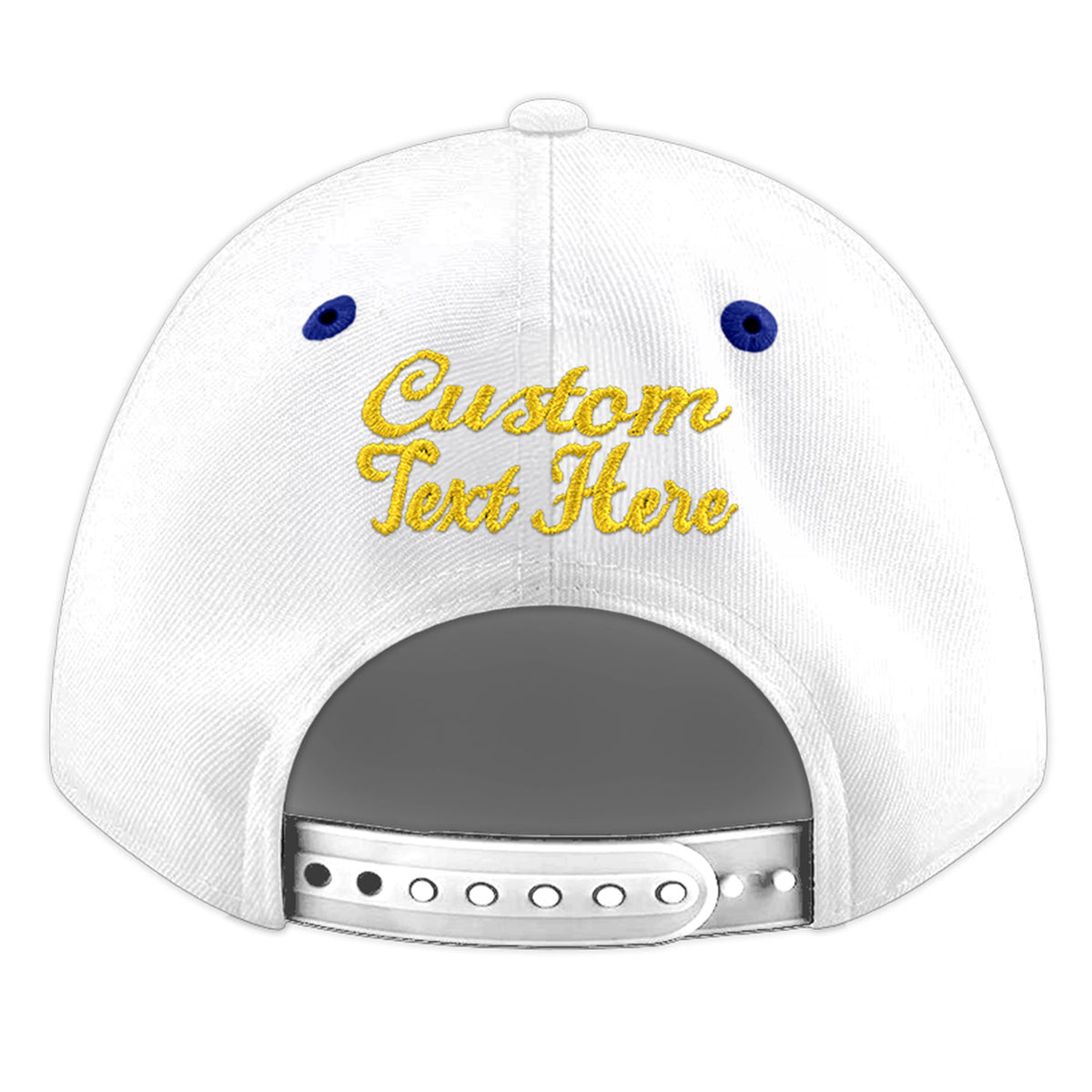 Custom White Royal Blue 143D Puff Embroidery Flat Embroidery Casual Sport Baseball Cap