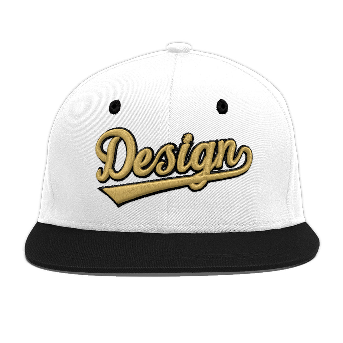 Custom White Black 3D Puff Embroidery Flat Embroidery Casual Sport Baseball Cap