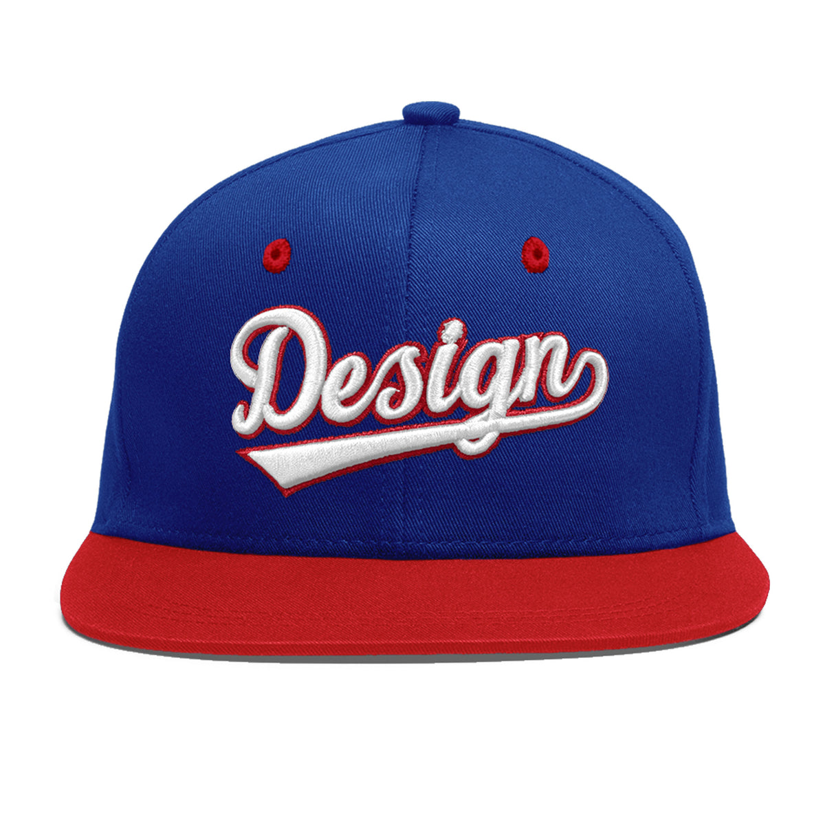 Custom Royal Blue Red 3D Puff Embroidery Flat Embroidery Casual Sport Baseball Cap