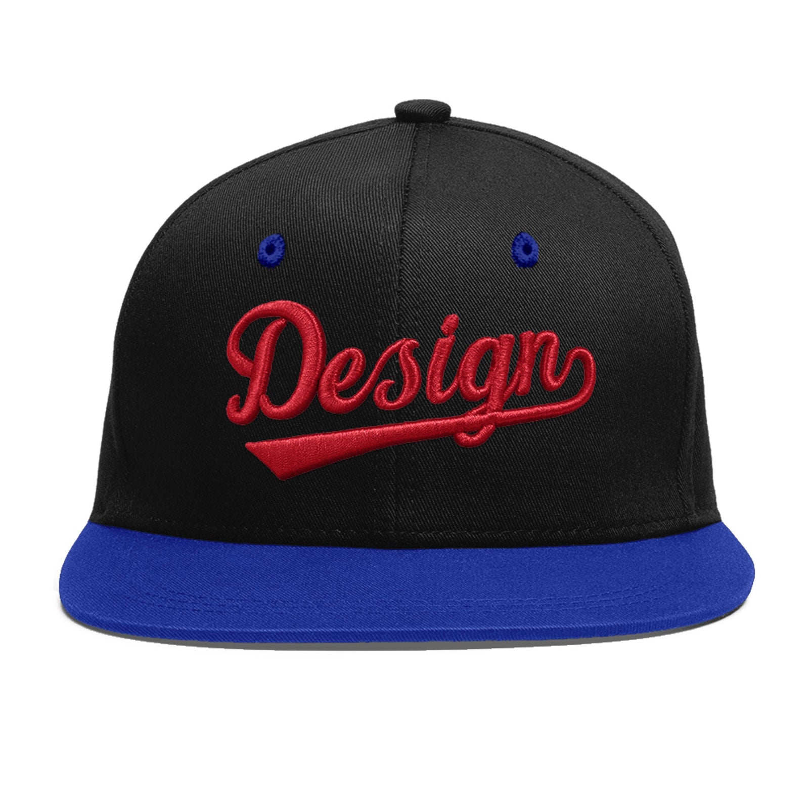 Custom Black Royal Blue 3D Puff Embroidery Flat Embroidery Casual Sport Baseball Cap
