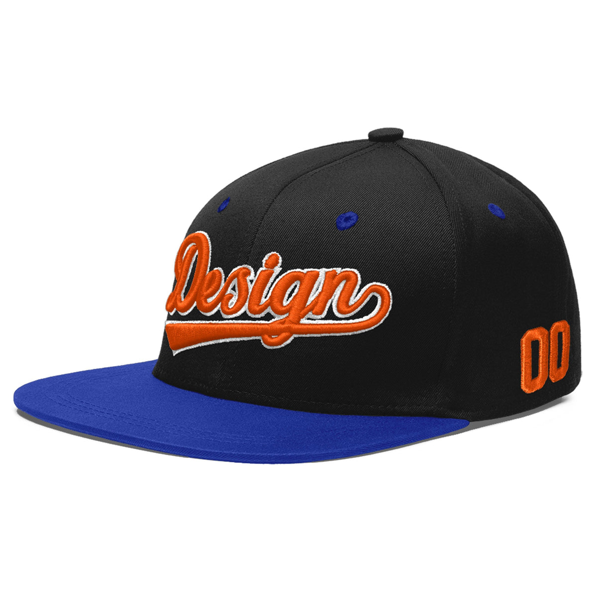 Custom Black Royal Blue 3D Puff Embroidery Flat Embroidery Casual Sport Baseball Cap