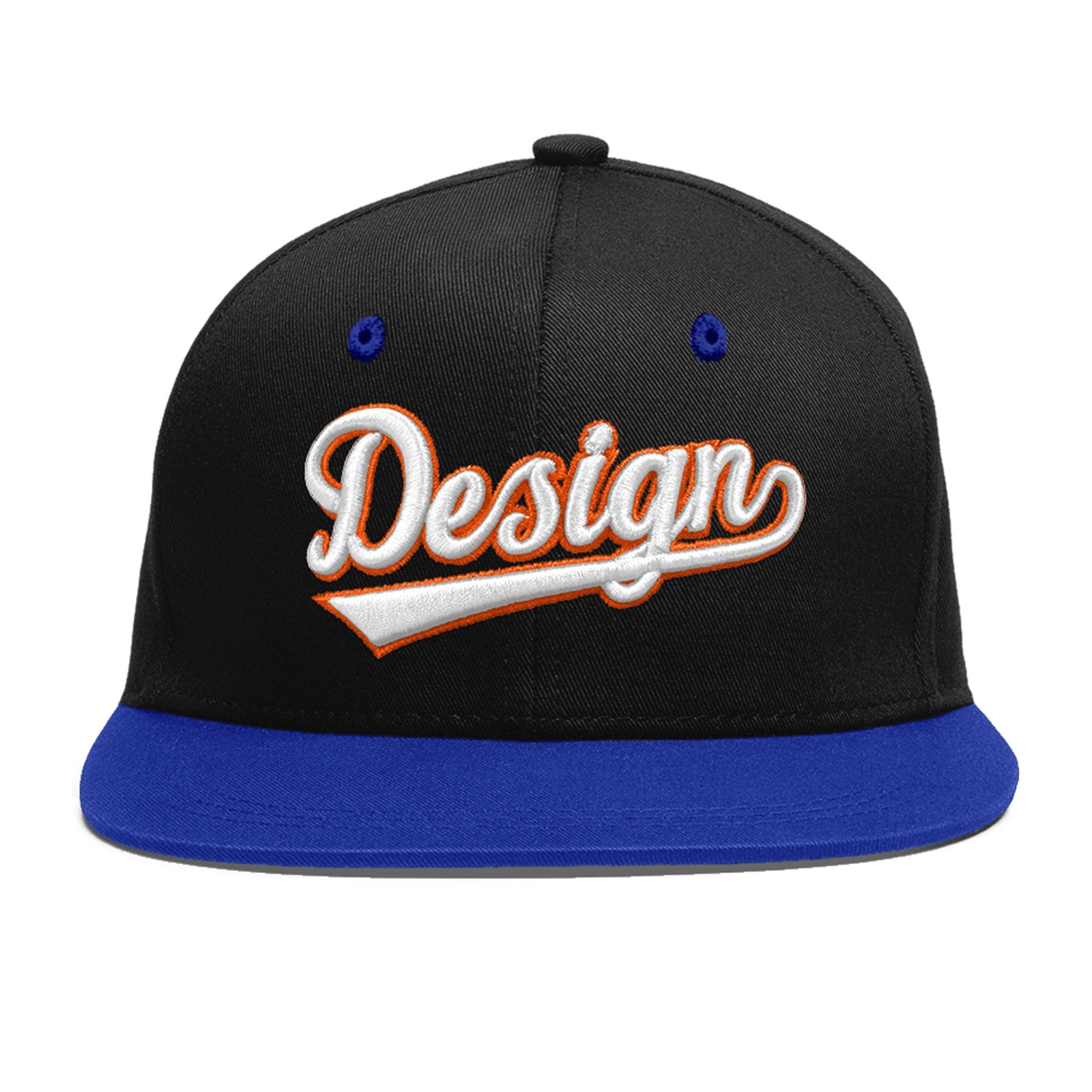 Custom Black Royal Blue 3D Puff Embroidery Flat Embroidery Casual Sport Baseball Cap
