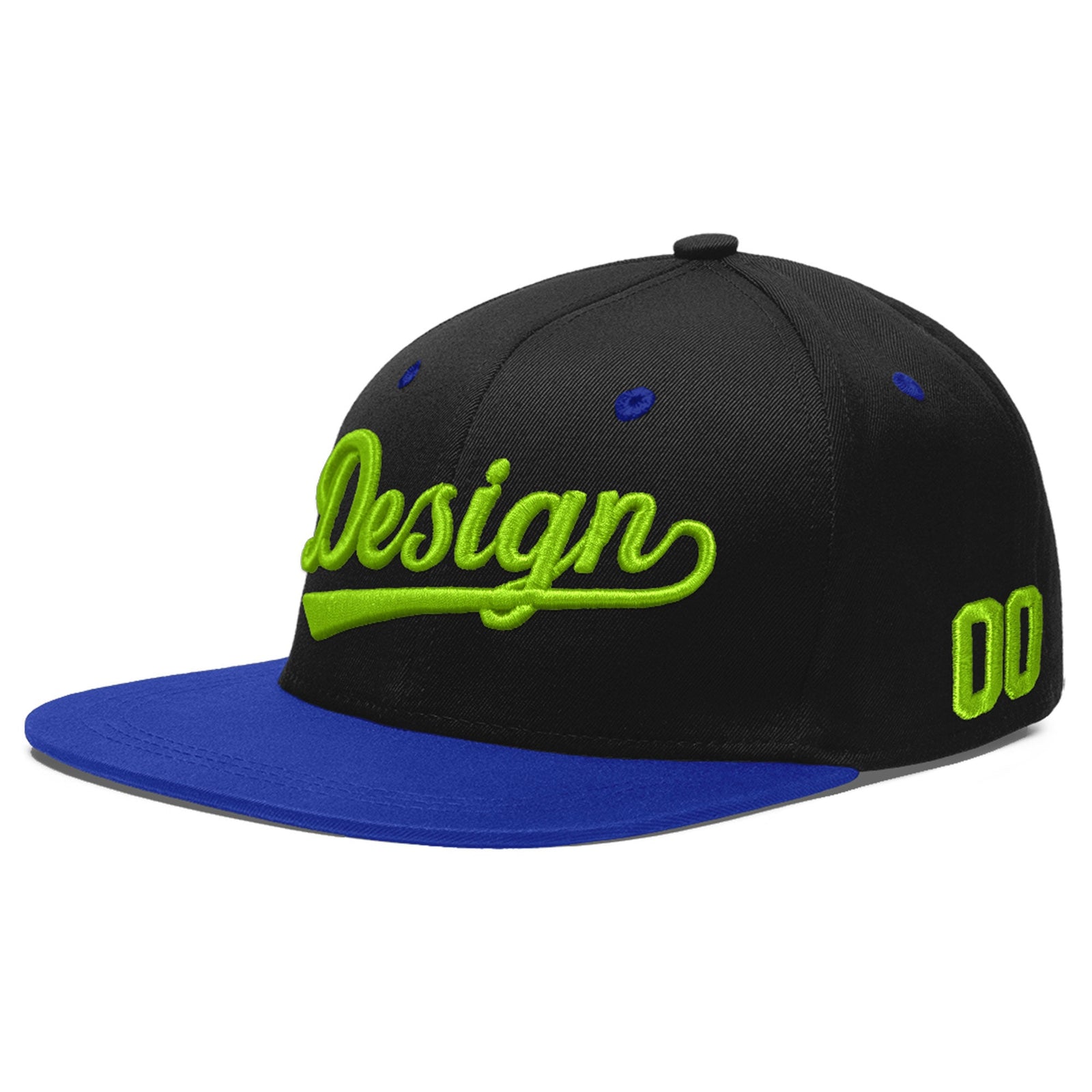 Custom Black Royal Blue 3D Puff Embroidery Flat Embroidery Casual Sport Baseball Cap