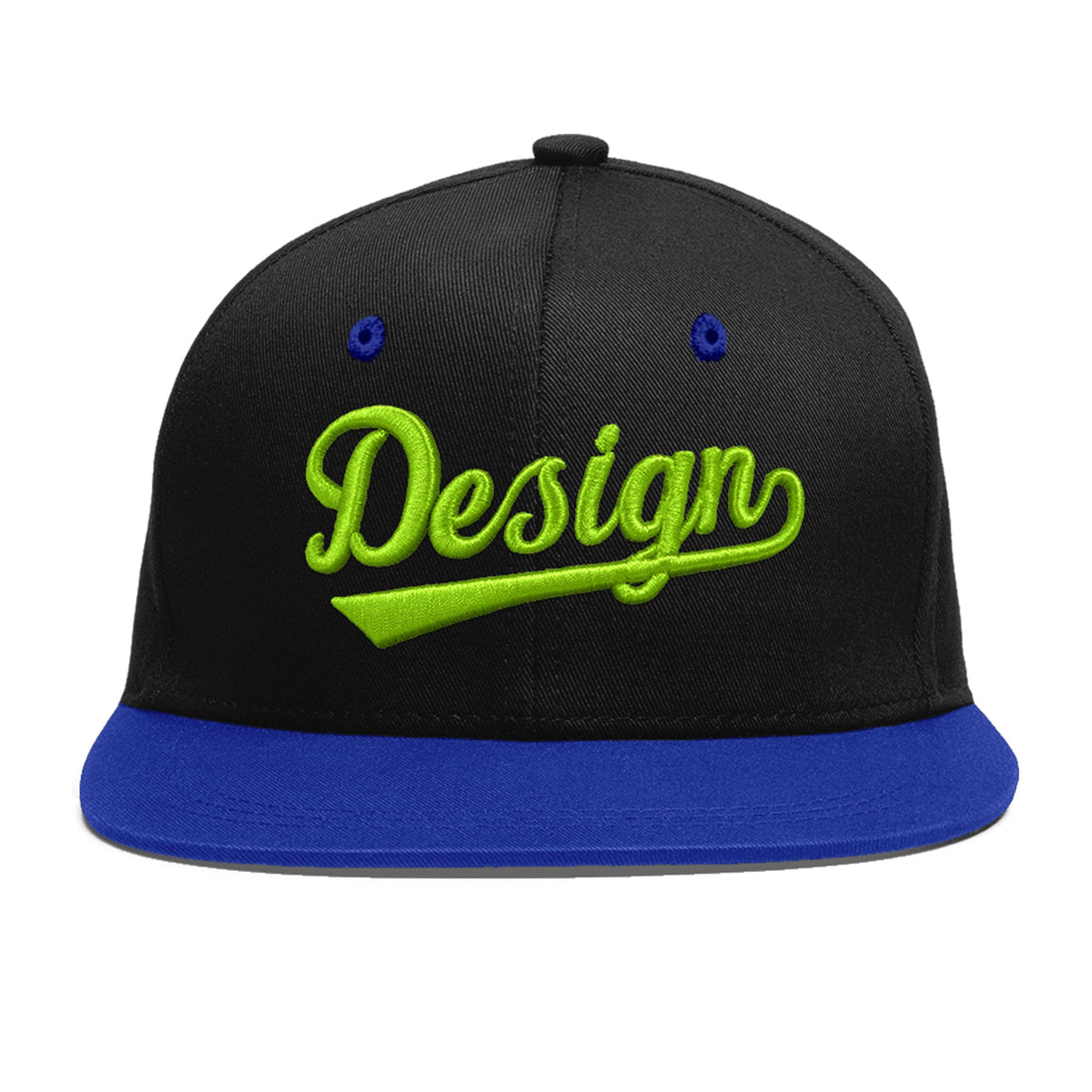 Custom Black Royal Blue 3D Puff Embroidery Flat Embroidery Casual Sport Baseball Cap