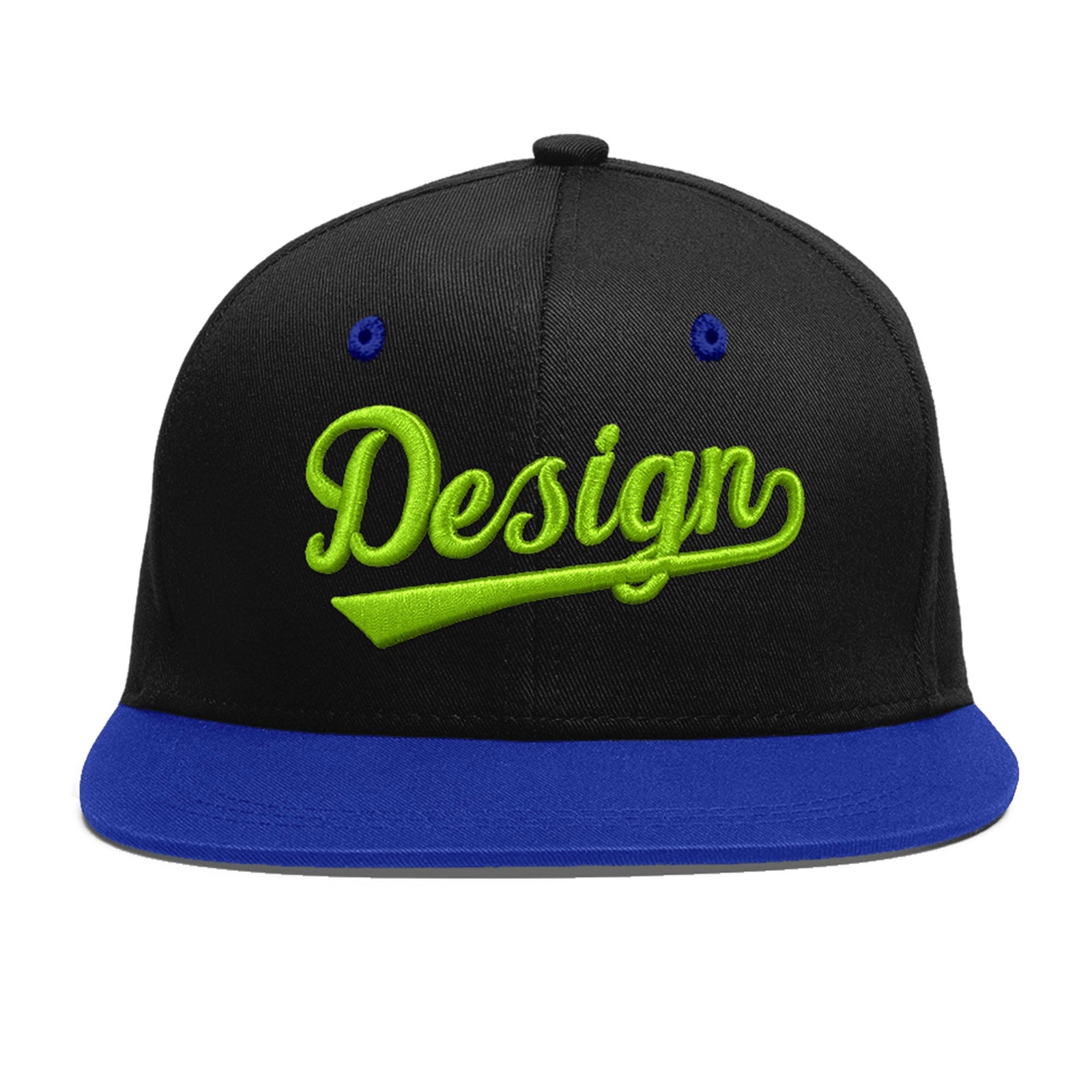 Custom Black Royal Blue 3D Puff Embroidery Flat Embroidery Casual Sport Baseball Cap