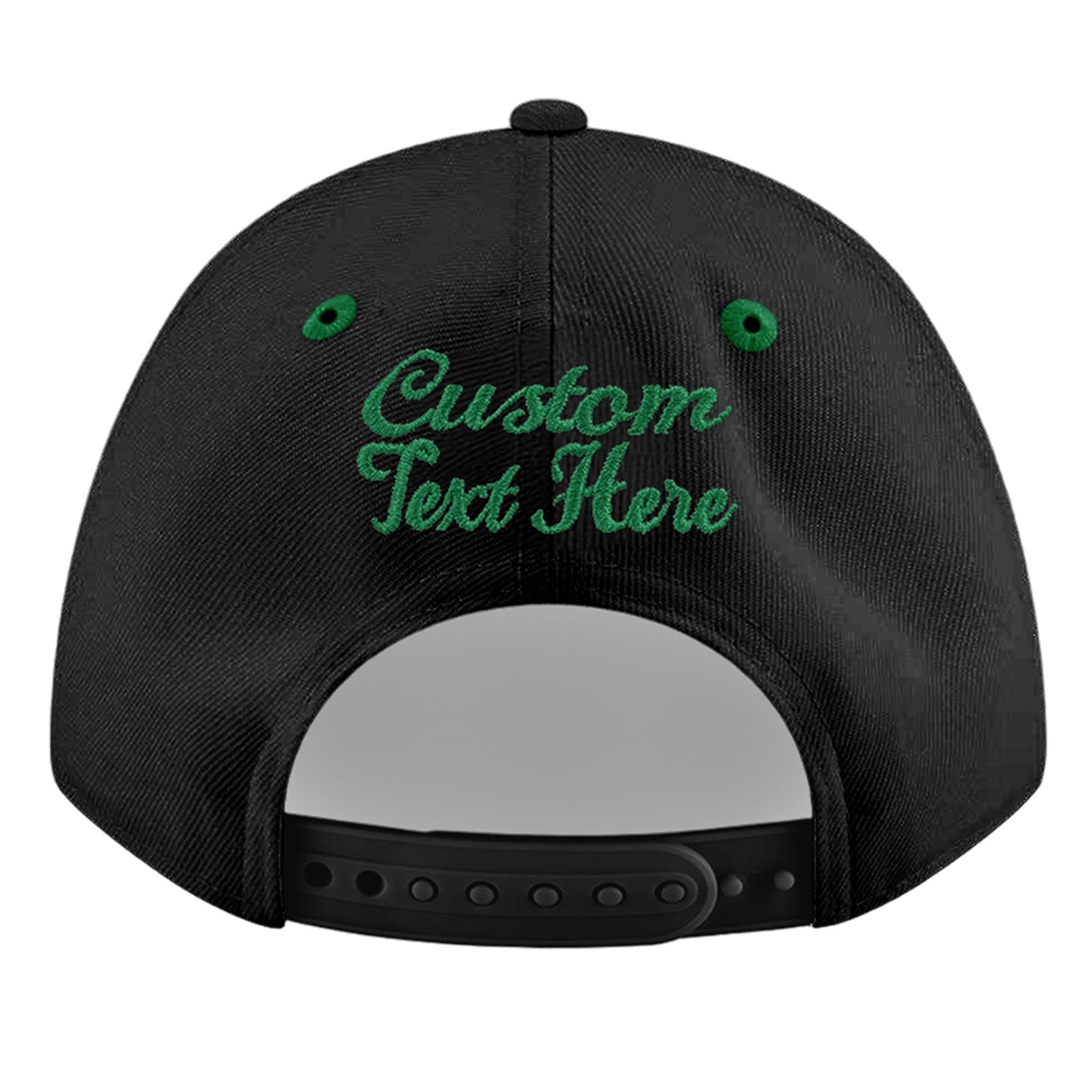 Custom Black Kelly Green 3D Puff Embroidery Flat Embroidery Casual Sport Baseball Cap