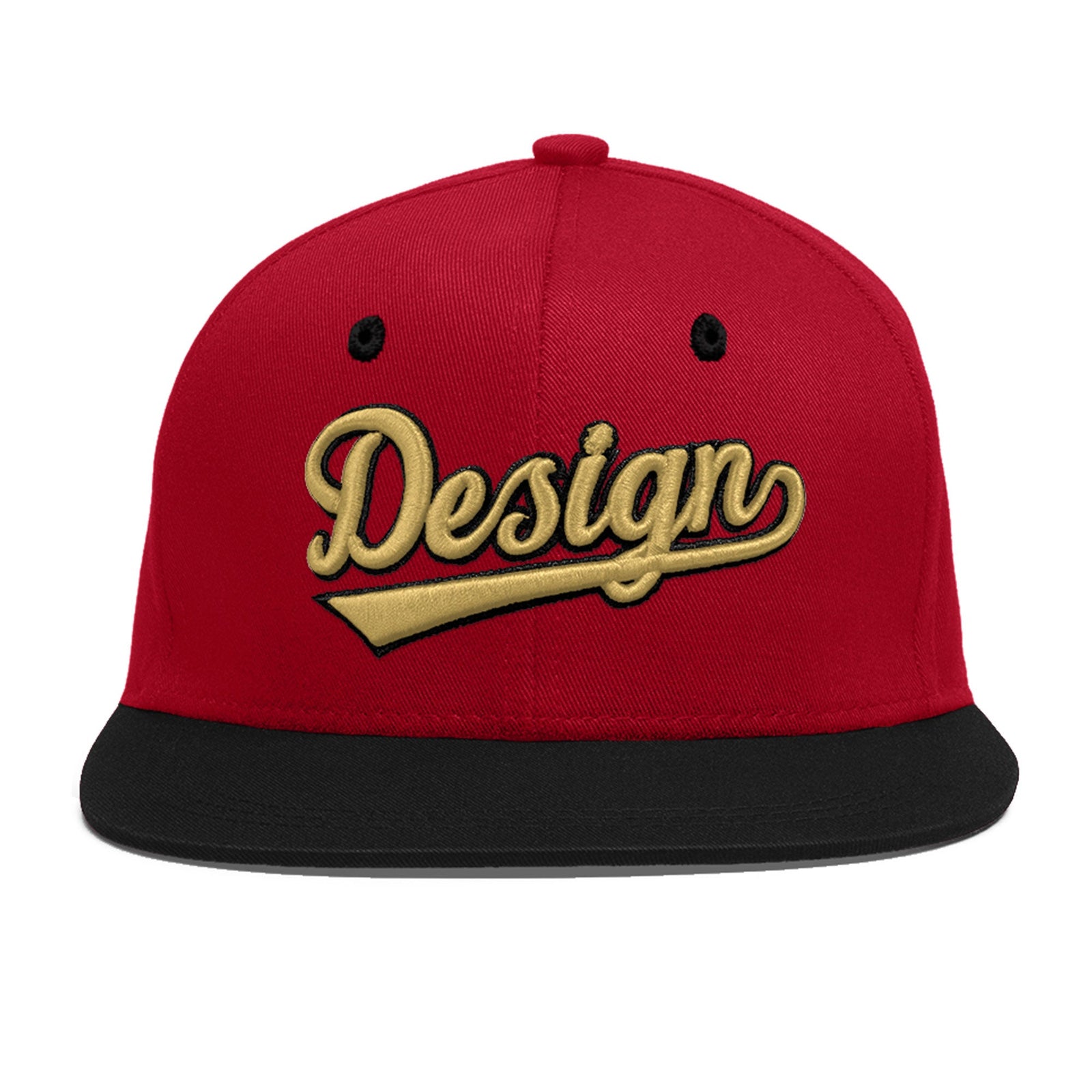 Custom Red Black 3D Puff Embroidery Flat Embroidery Casual Sport Baseball Cap