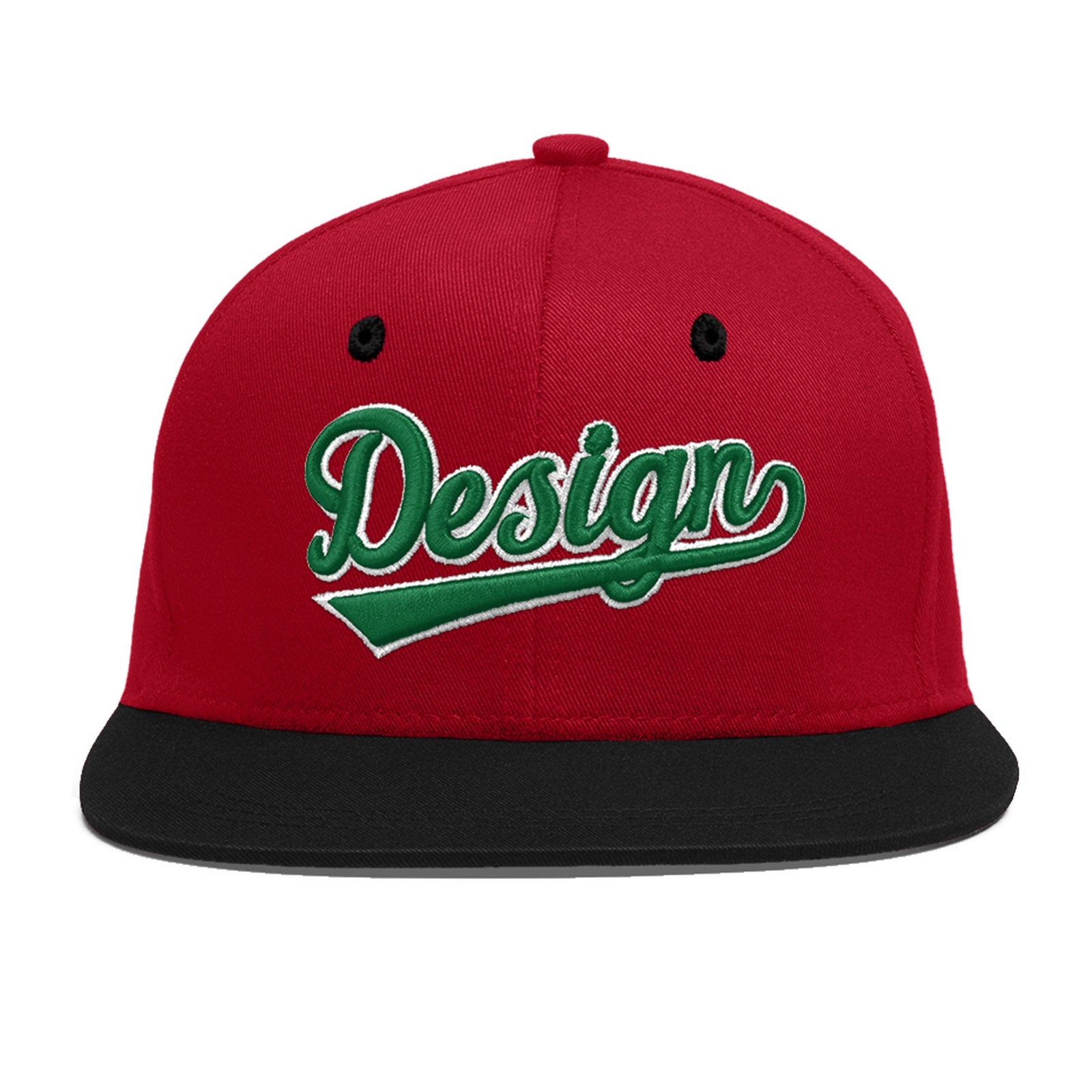 Custom Red Black 3D Puff Embroidery Flat Embroidery Casual Sport Baseball Cap