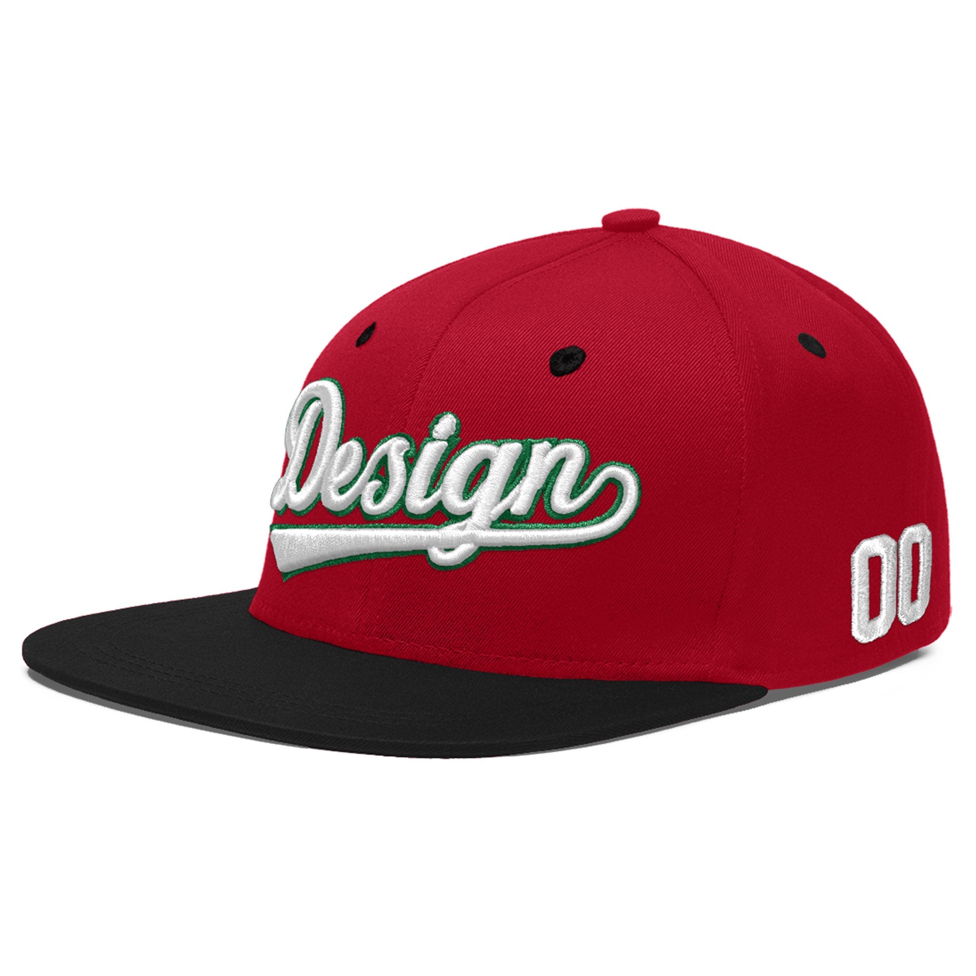 Custom Red Black 3D Puff Embroidery Flat Embroidery Casual Sport Baseball Cap