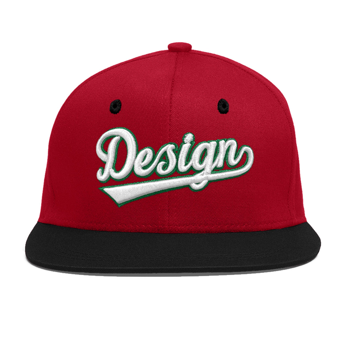 Custom Red Black 3D Puff Embroidery Flat Embroidery Casual Sport Baseball Cap