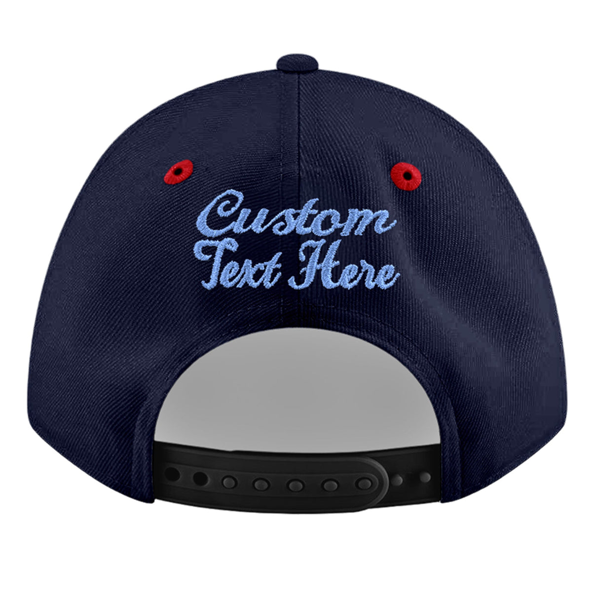 Custom Navy Red 3D Puff Embroidery Flat Embroidery Casual Sport Baseball Cap
