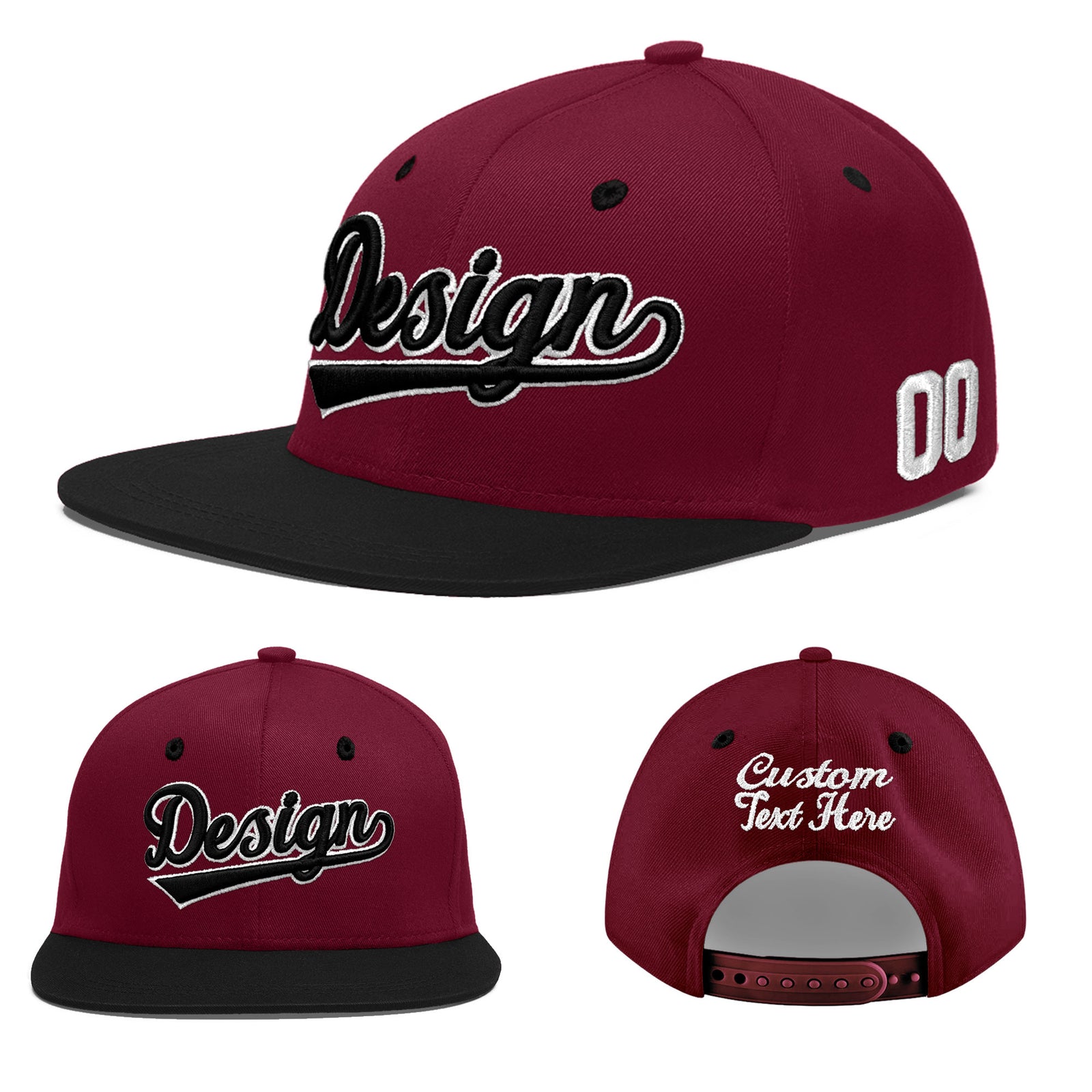 Custom Navy Orange 3D Puff Embroidery Flat Embroidery Casual Sport Baseball Cap