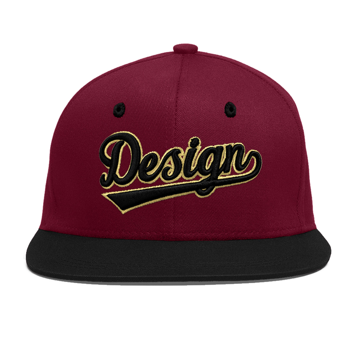 Custom Navy Orange 3D Puff Embroidery Flat Embroidery Casual Sport Baseball Cap