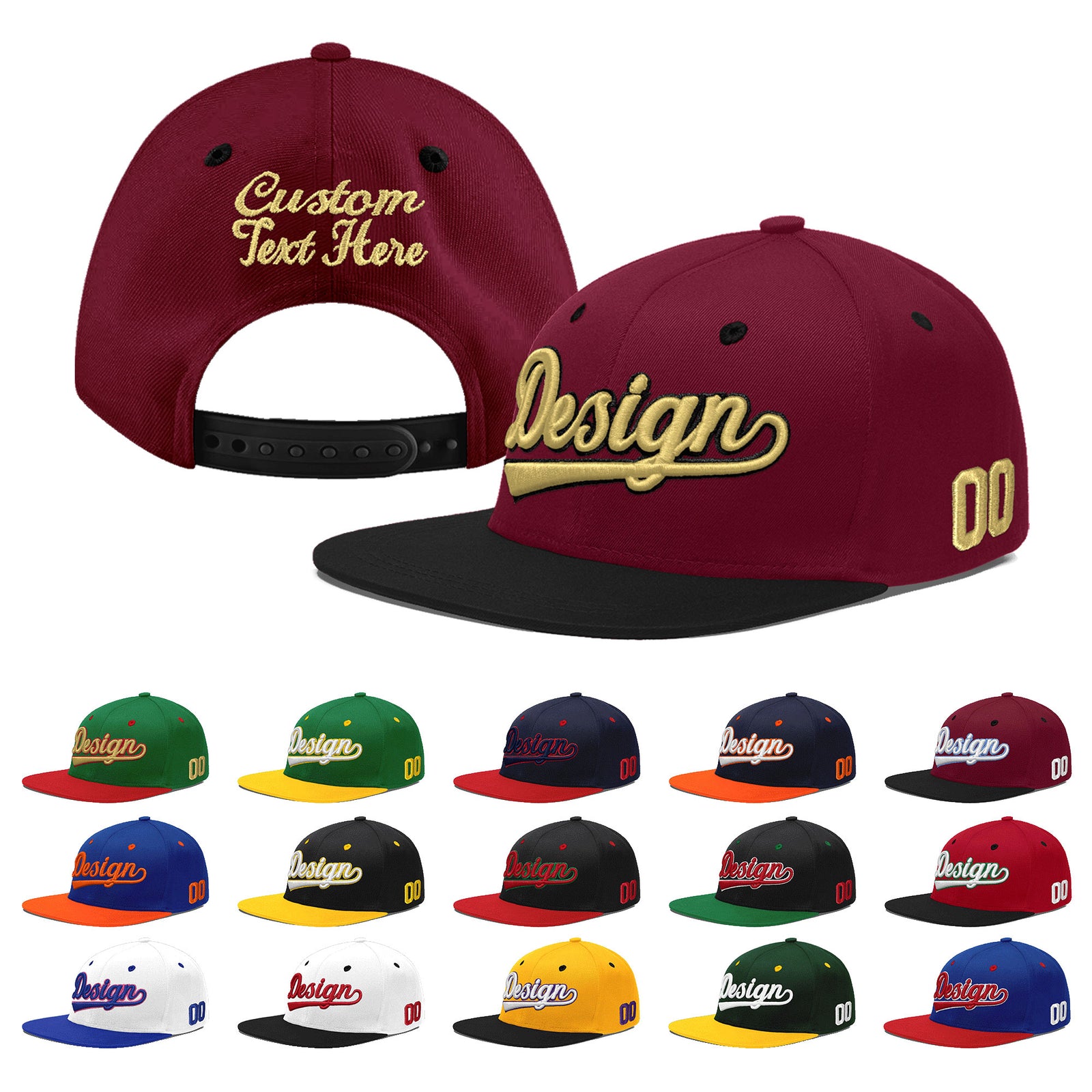 Custom Navy Orange 3D Puff Embroidery Flat Embroidery Casual Sport Baseball Cap