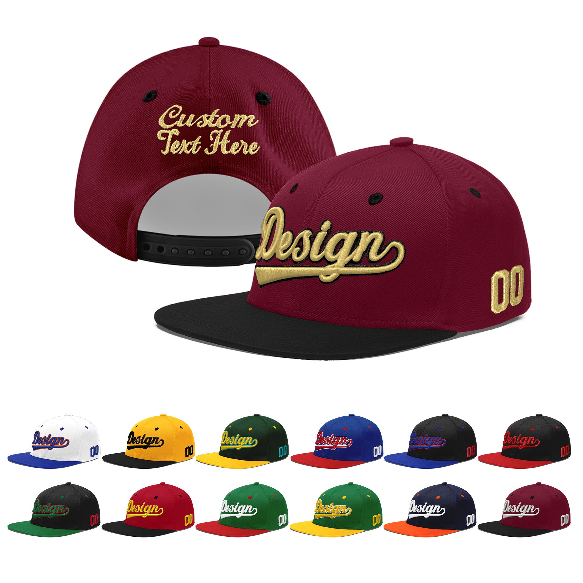 Custom Navy Orange 3D Puff Embroidery Flat Embroidery Casual Sport Baseball Cap