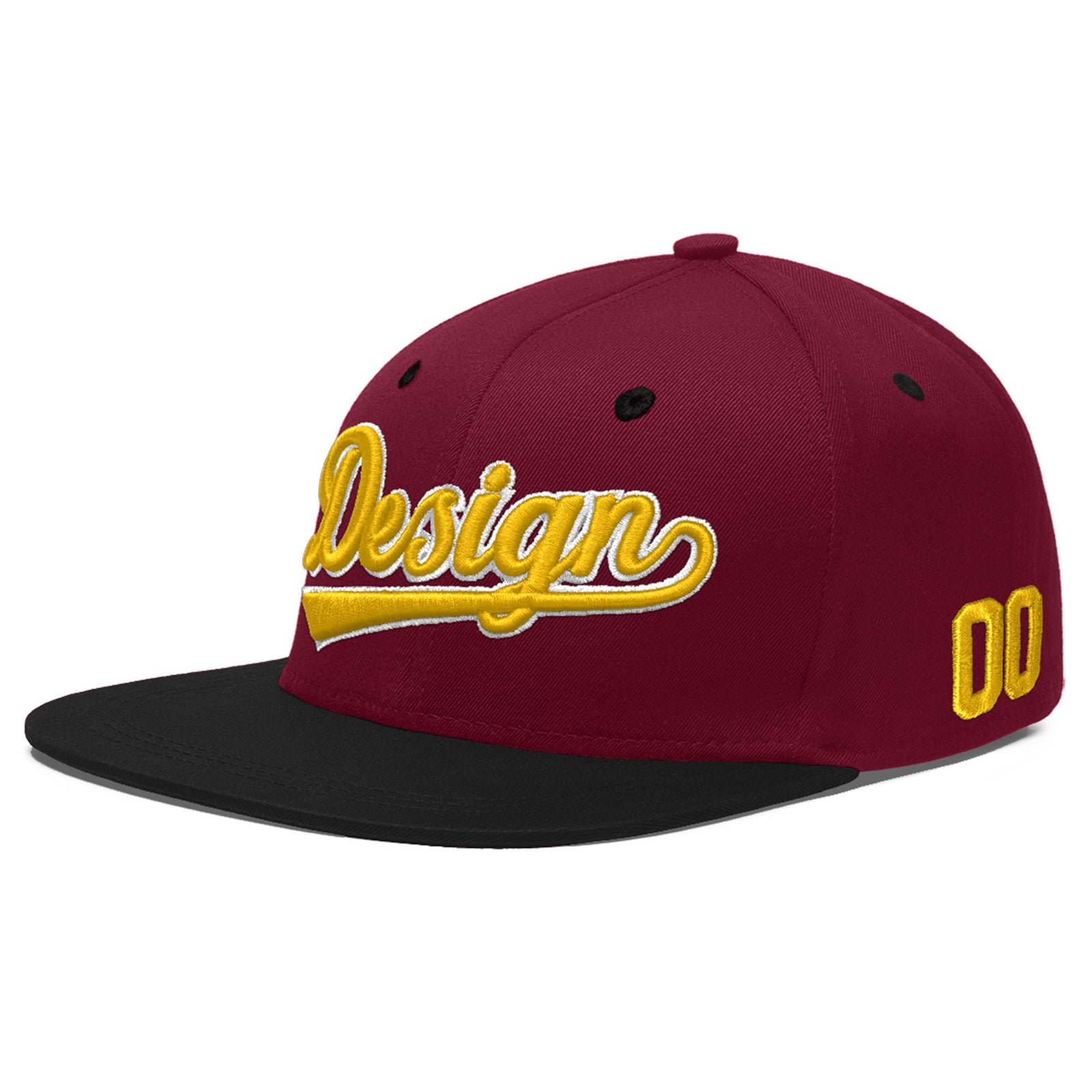 Custom Navy Orange 3D Puff Embroidery Flat Embroidery Casual Sport Baseball Cap