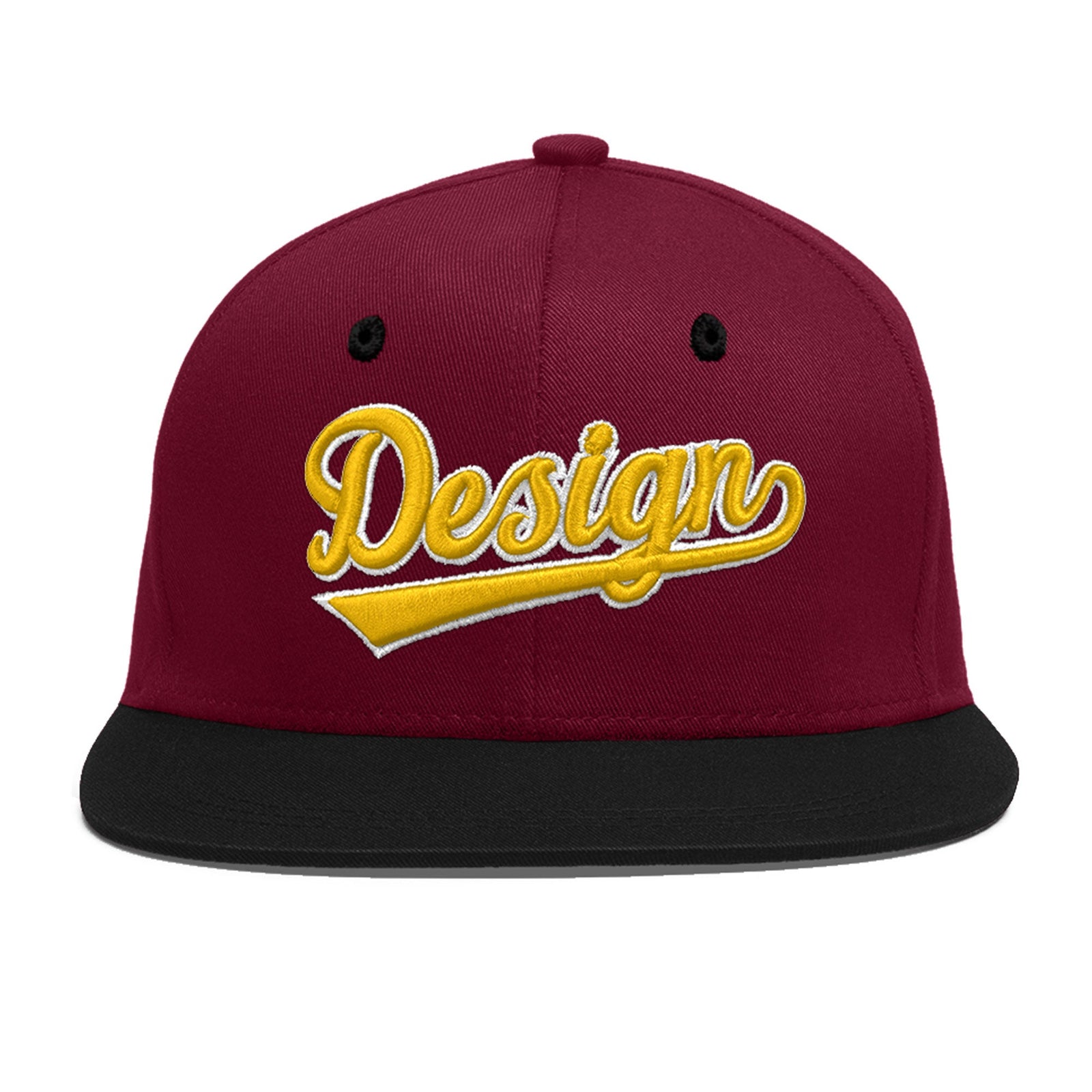 Custom Navy Orange 3D Puff Embroidery Flat Embroidery Casual Sport Baseball Cap