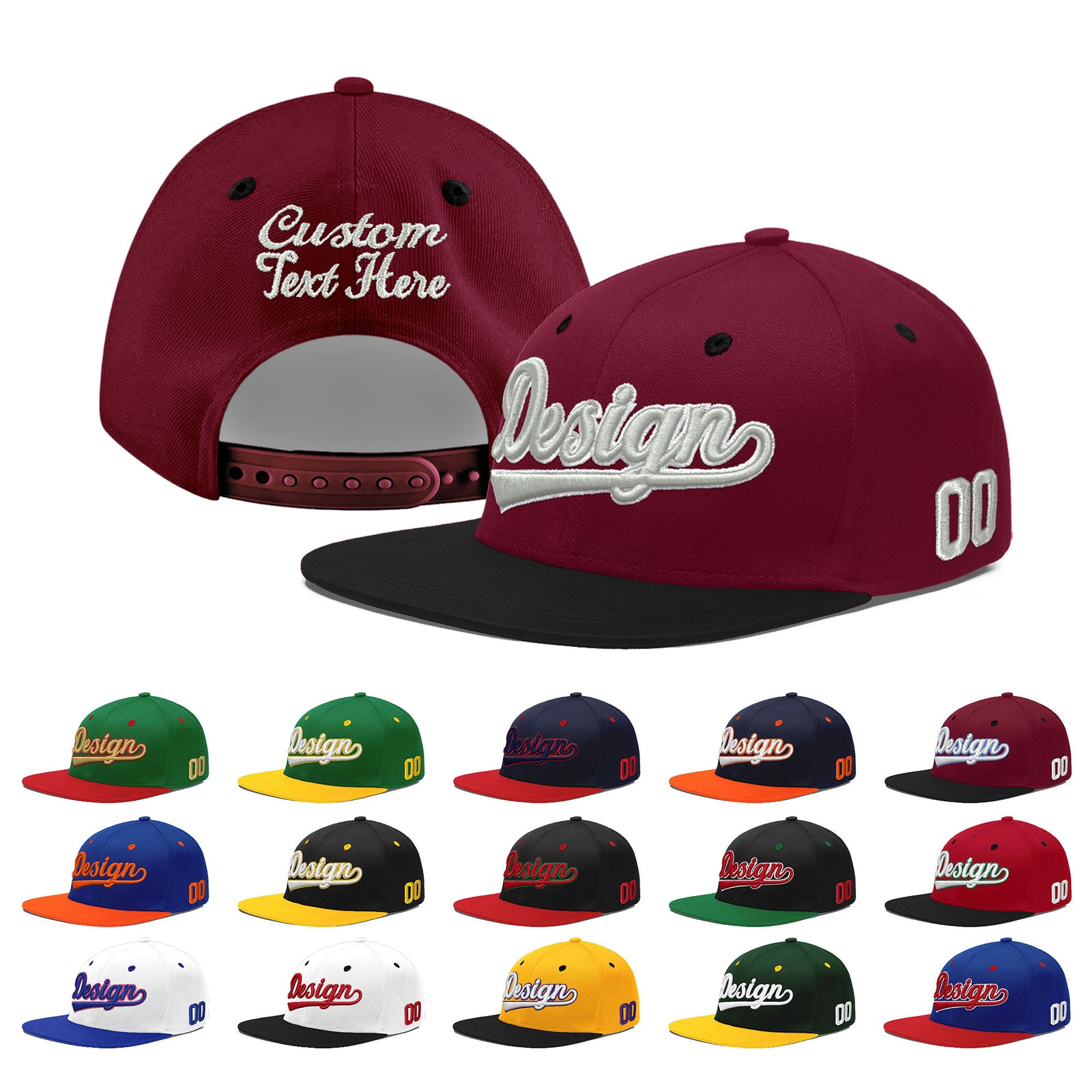 Custom Navy Orange 3D Puff Embroidery Flat Embroidery Casual Sport Baseball Cap