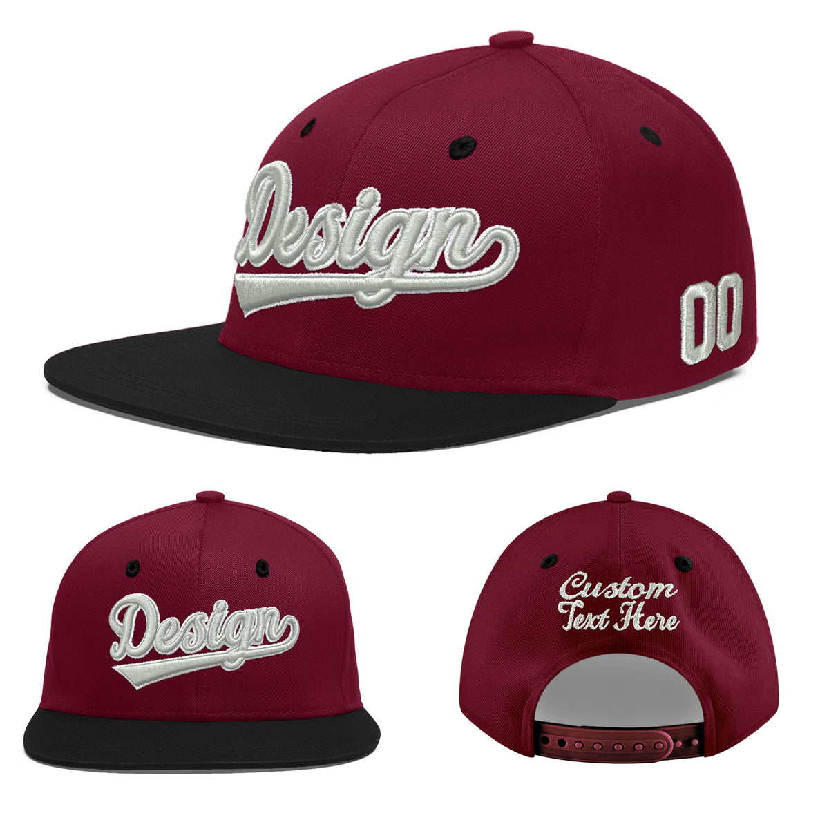 Custom Navy Orange 3D Puff Embroidery Flat Embroidery Casual Sport Baseball Cap