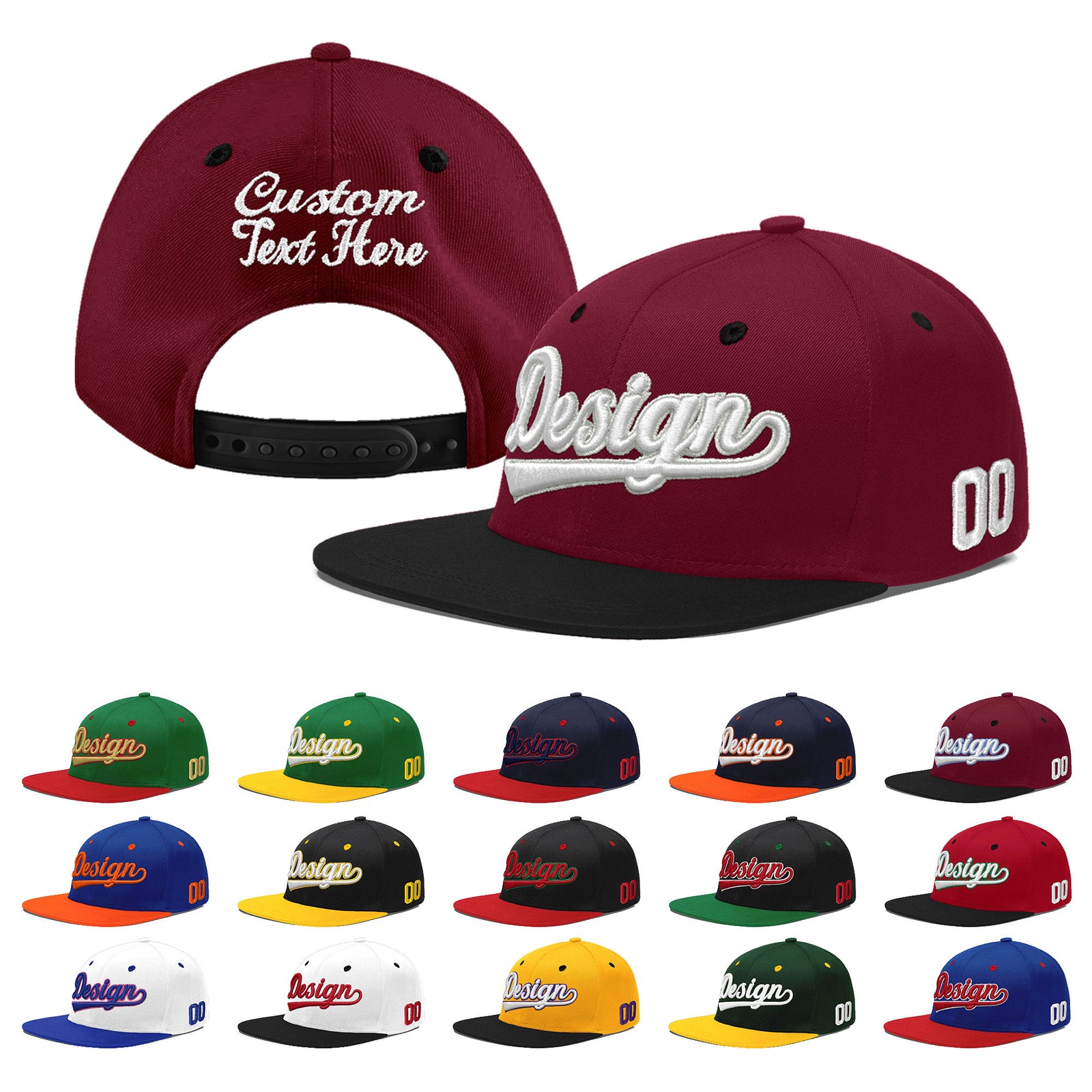 Custom Navy Orange 3D Puff Embroidery Flat Embroidery Casual Sport Baseball Cap