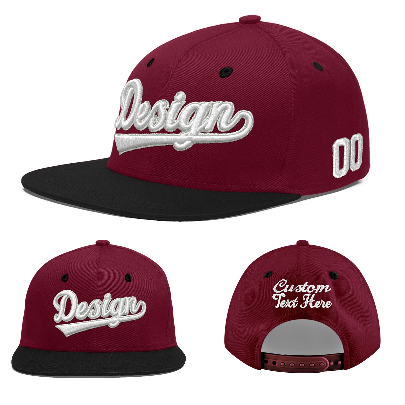 Custom Navy Orange 3D Puff Embroidery Flat Embroidery Casual Sport Baseball Cap
