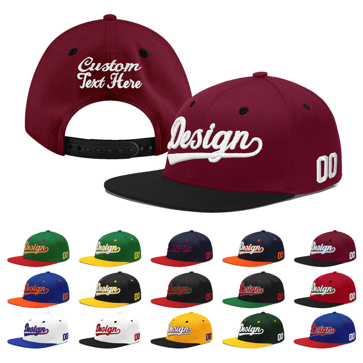 Custom Navy Orange 3D Puff Embroidery Flat Embroidery Casual Sport Baseball Cap