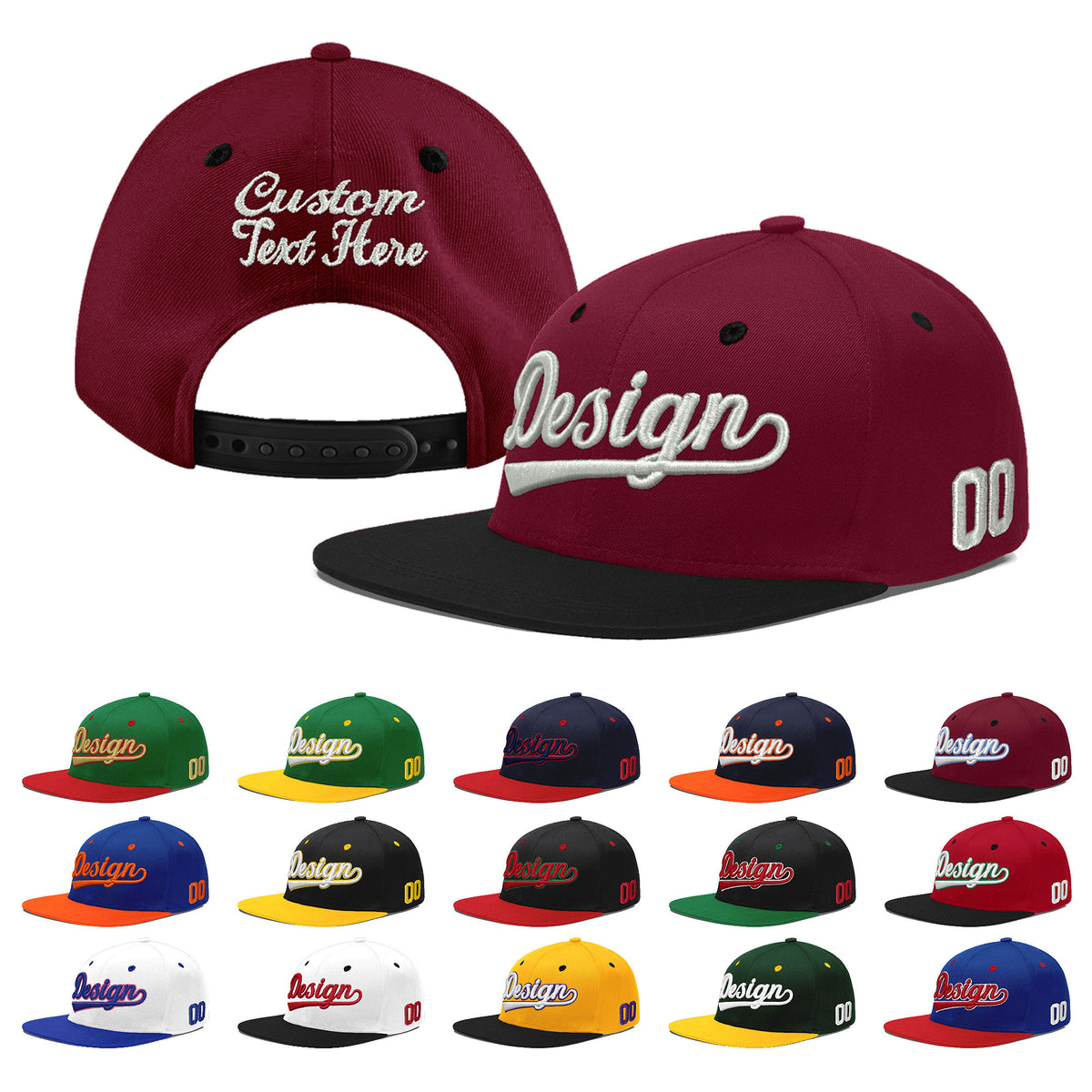 Custom Navy Orange 3D Puff Embroidery Flat Embroidery Casual Sport Baseball Cap