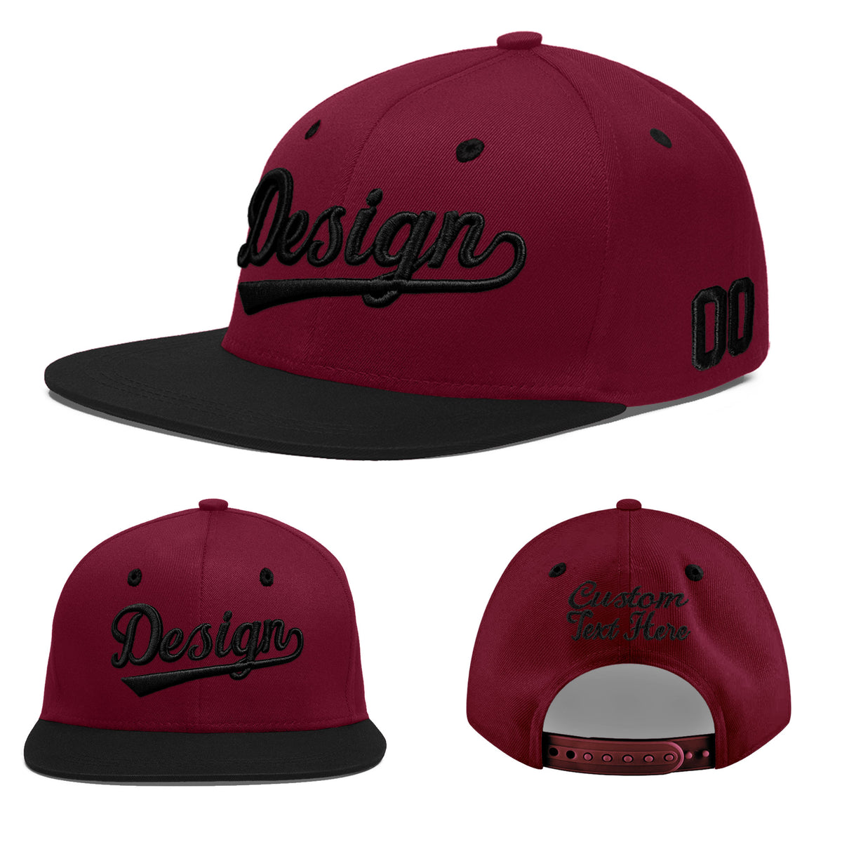 Custom Navy Orange 3D Puff Embroidery Flat Embroidery Casual Sport Baseball Cap