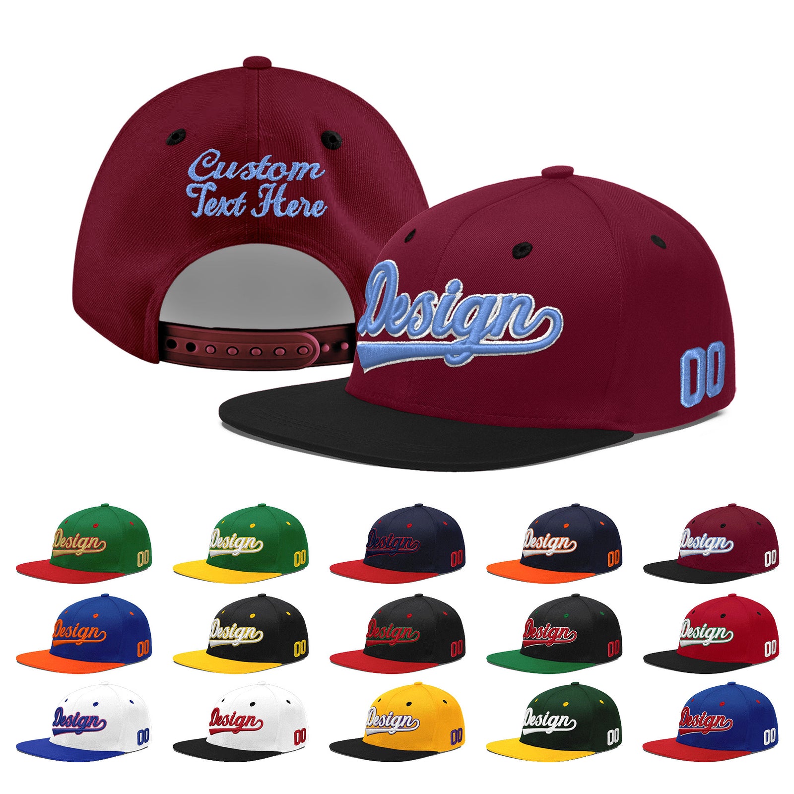 Custom Navy Orange 3D Puff Embroidery Flat Embroidery Casual Sport Baseball Cap