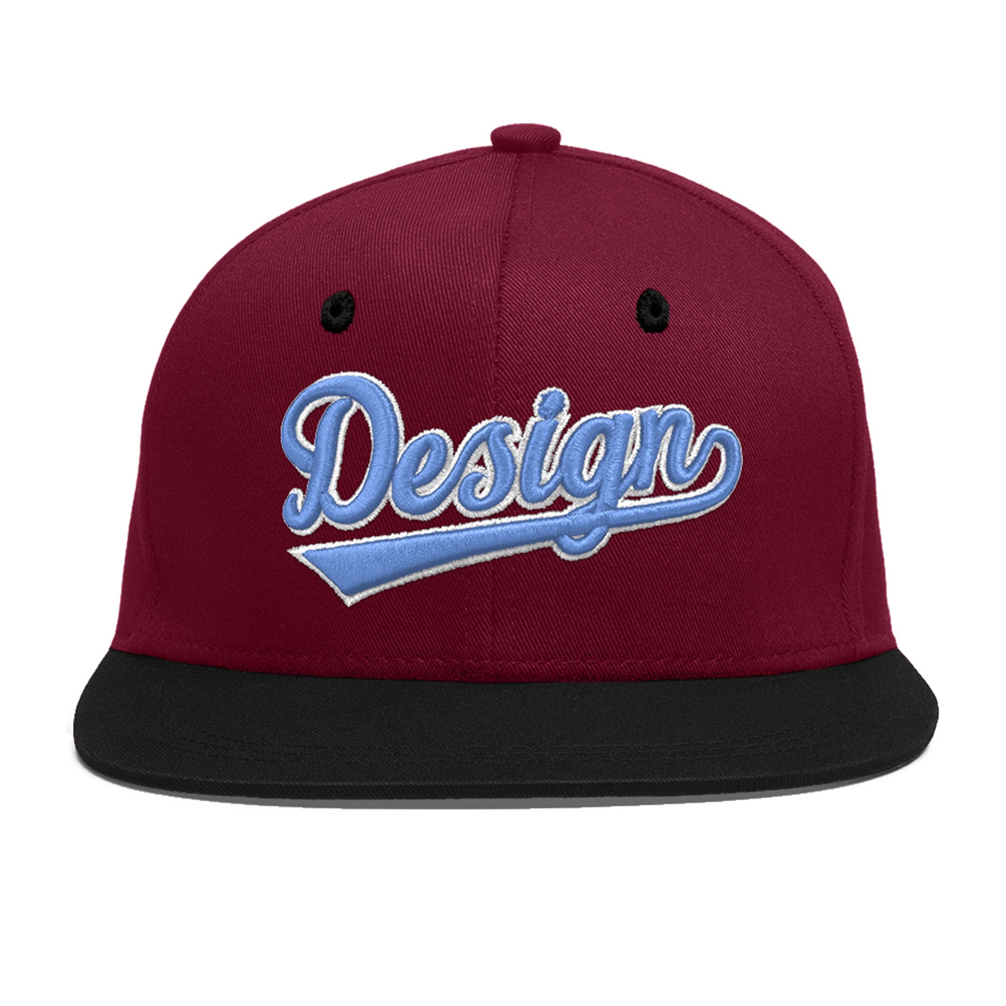 Custom Navy Orange 3D Puff Embroidery Flat Embroidery Casual Sport Baseball Cap