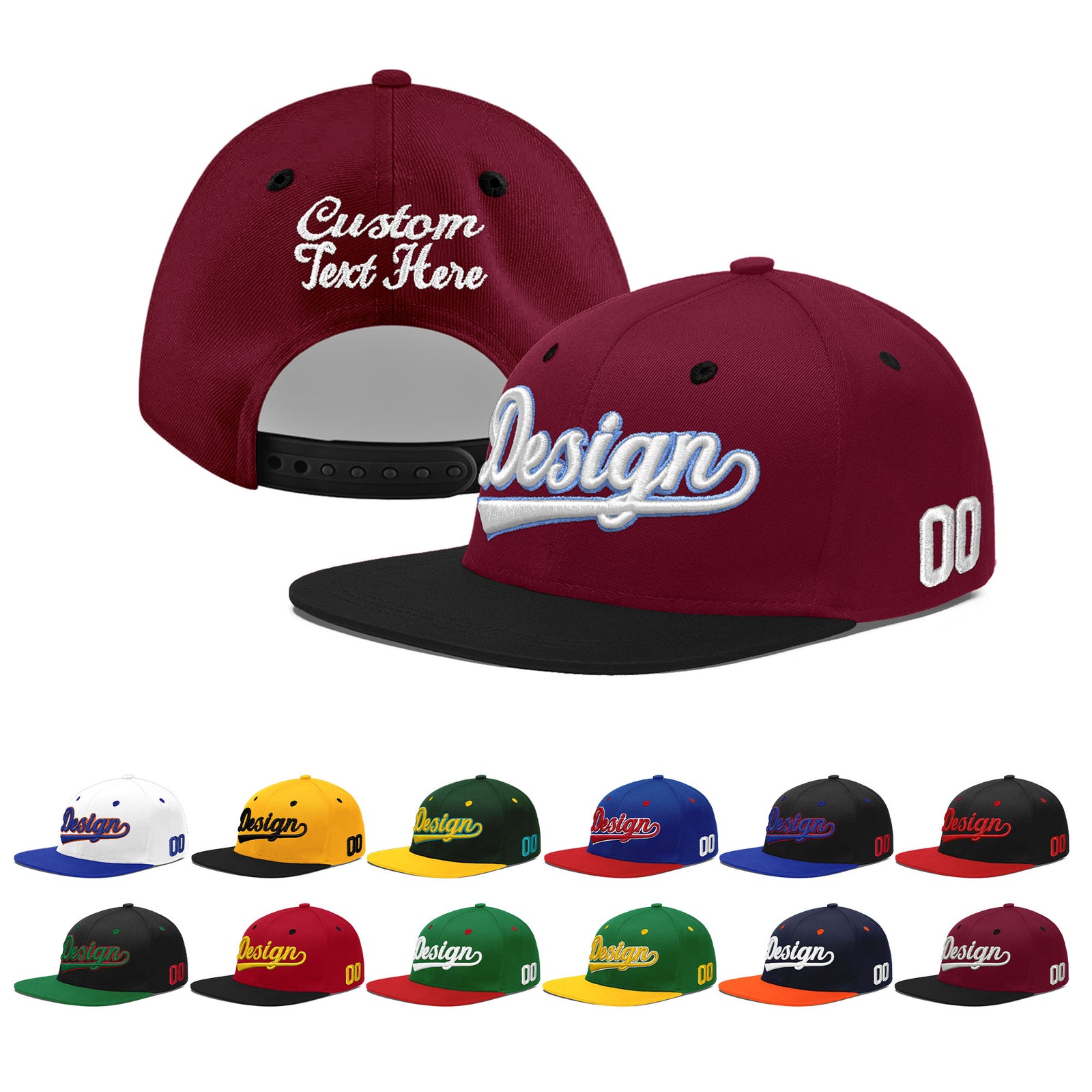 Custom Navy Orange 3D Puff Embroidery Flat Embroidery Casual Sport Baseball Cap