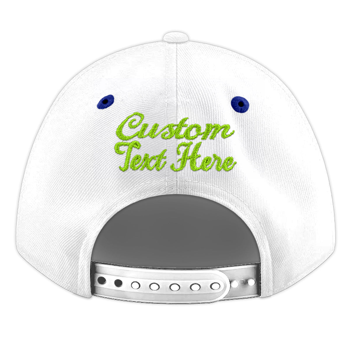 Custom White Royal Blue 87D Puff Embroidery Flat Embroidery Casual Sport Baseball Cap