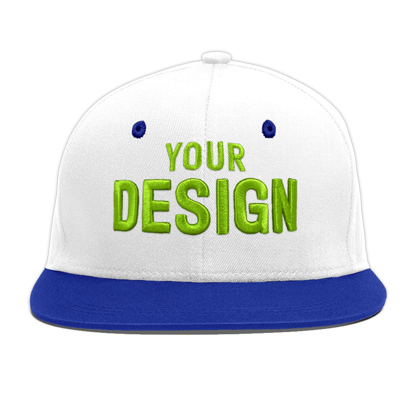 Custom White Royal Blue 88D Puff Embroidery Flat Embroidery Casual Sport Baseball Cap
