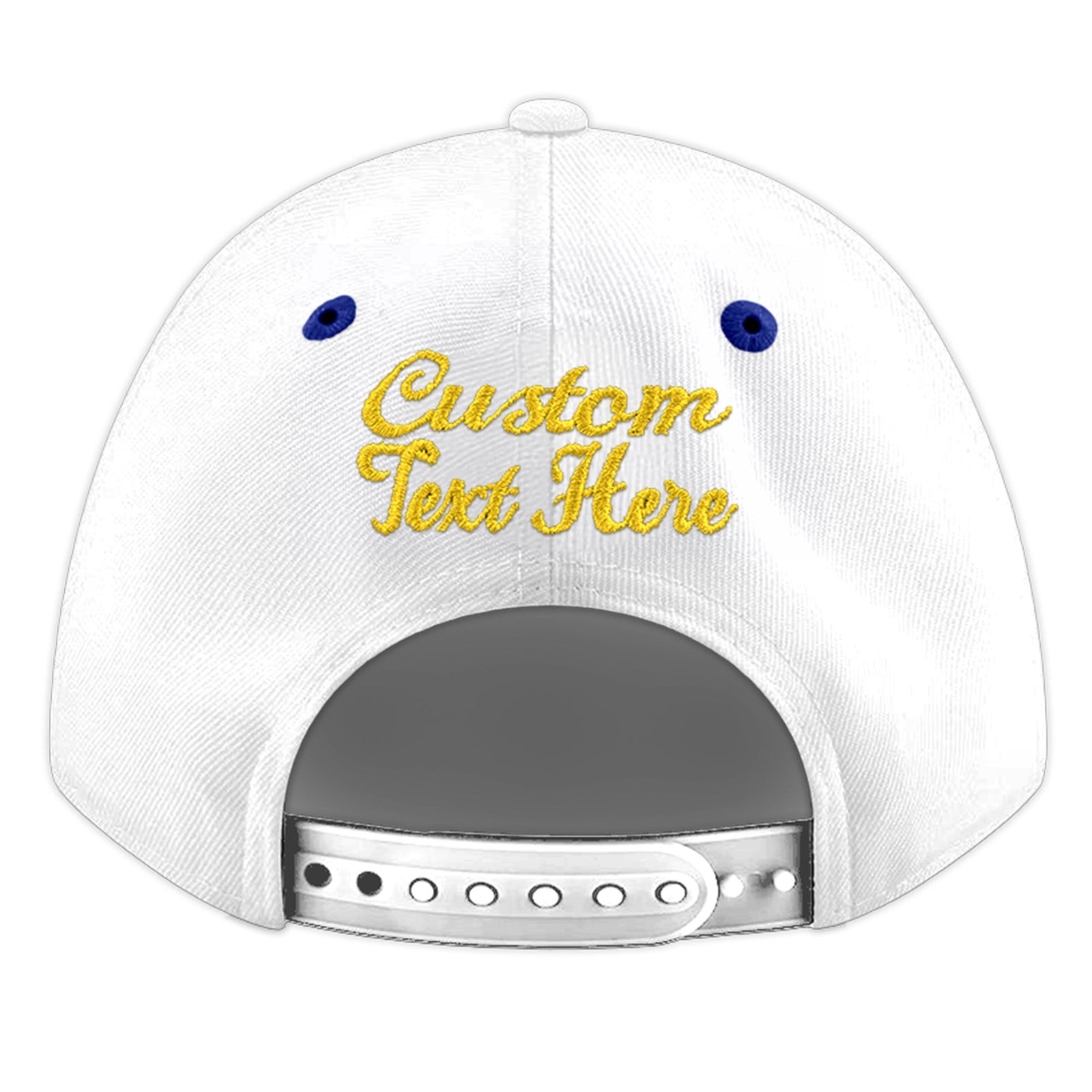Custom White Royal Blue 103D Puff Embroidery Flat Embroidery Casual Sport Baseball Cap