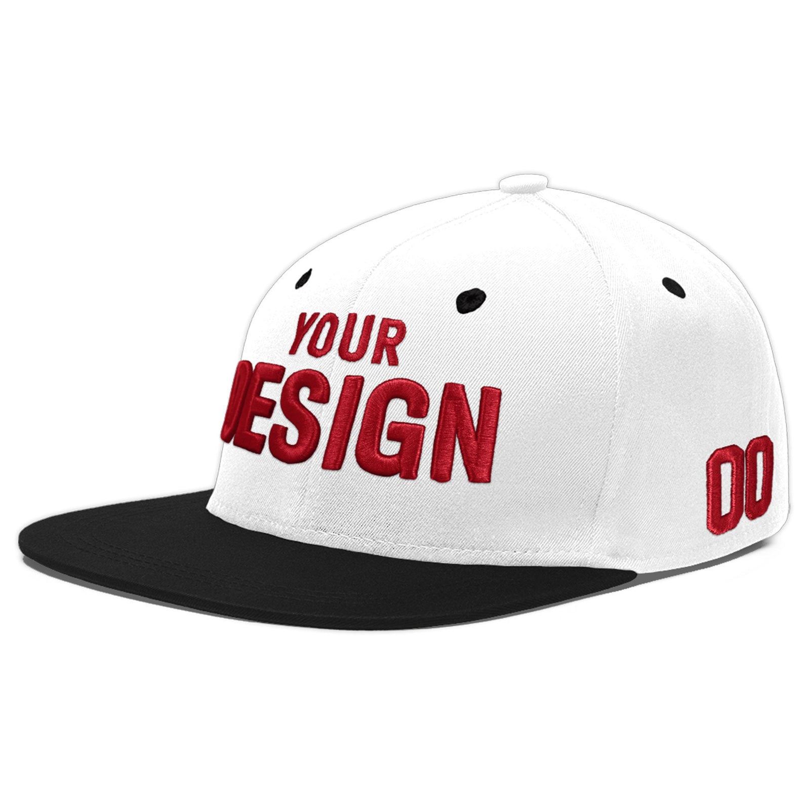 Custom White Black 3D Puff Embroidery Flat Embroidery Casual Sport Baseball Cap