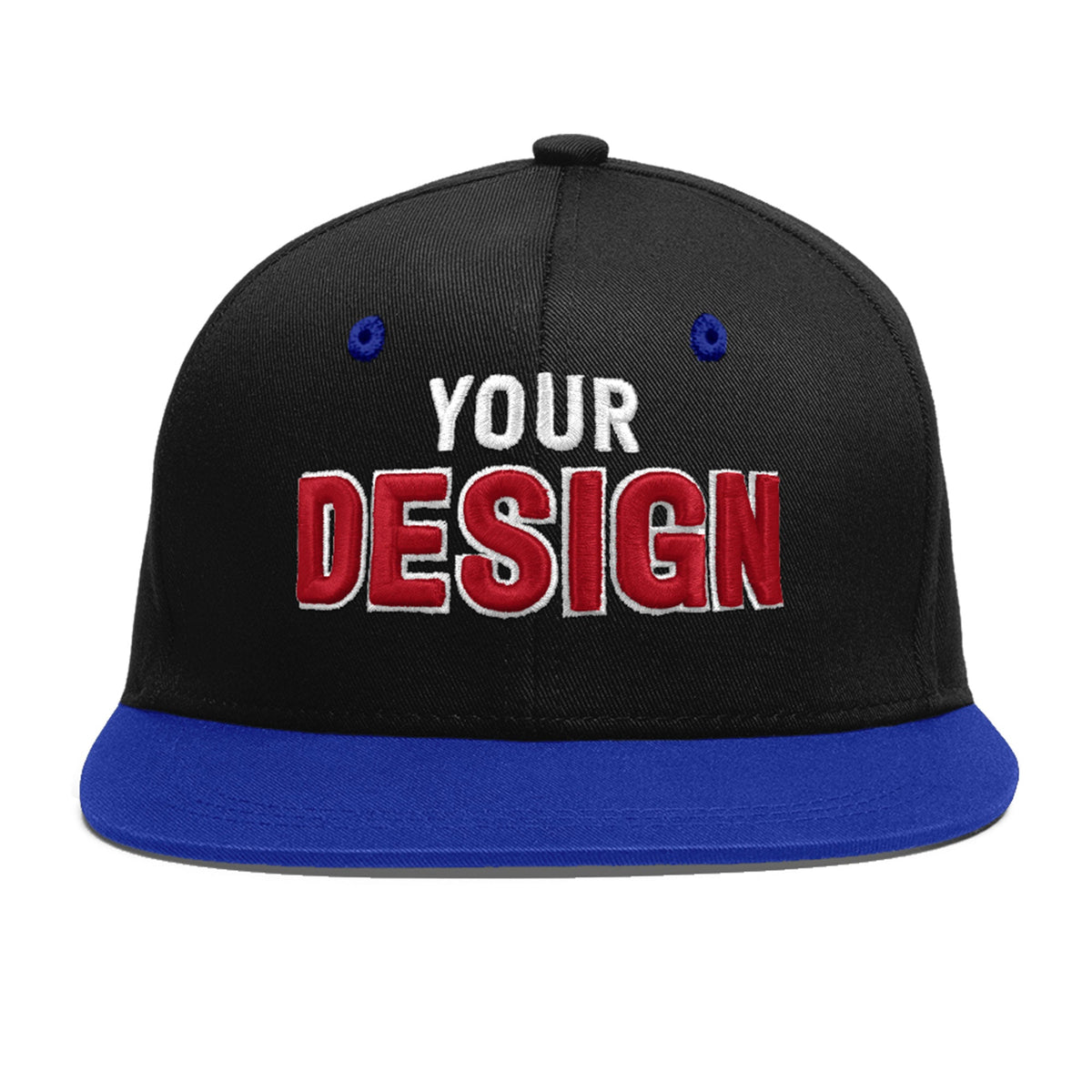 Custom Black Royal Blue 3D Puff Embroidery Flat Embroidery Casual Sport Baseball Cap