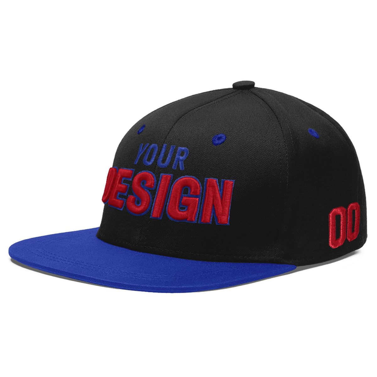 Custom Black Royal Blue 3D Puff Embroidery Flat Embroidery Casual Sport Baseball Cap