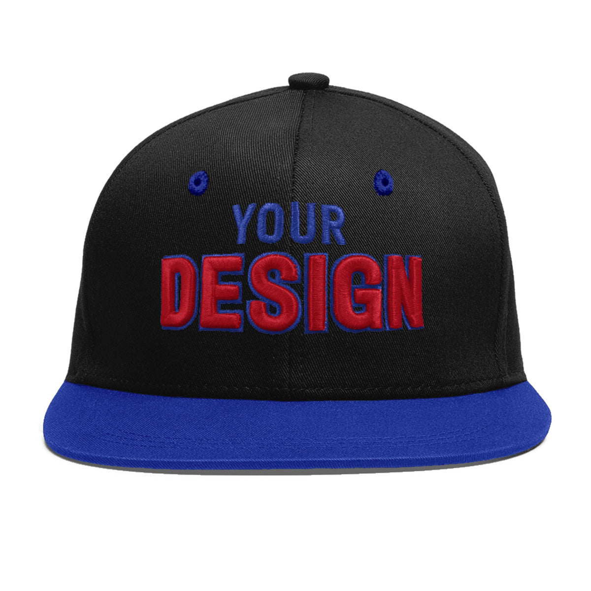 Custom Black Royal Blue 3D Puff Embroidery Flat Embroidery Casual Sport Baseball Cap