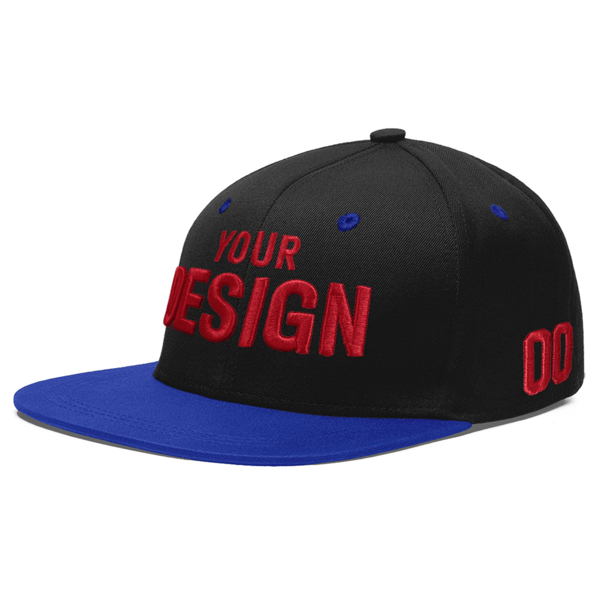 Custom Black Royal Blue 3D Puff Embroidery Flat Embroidery Casual Sport Baseball Cap