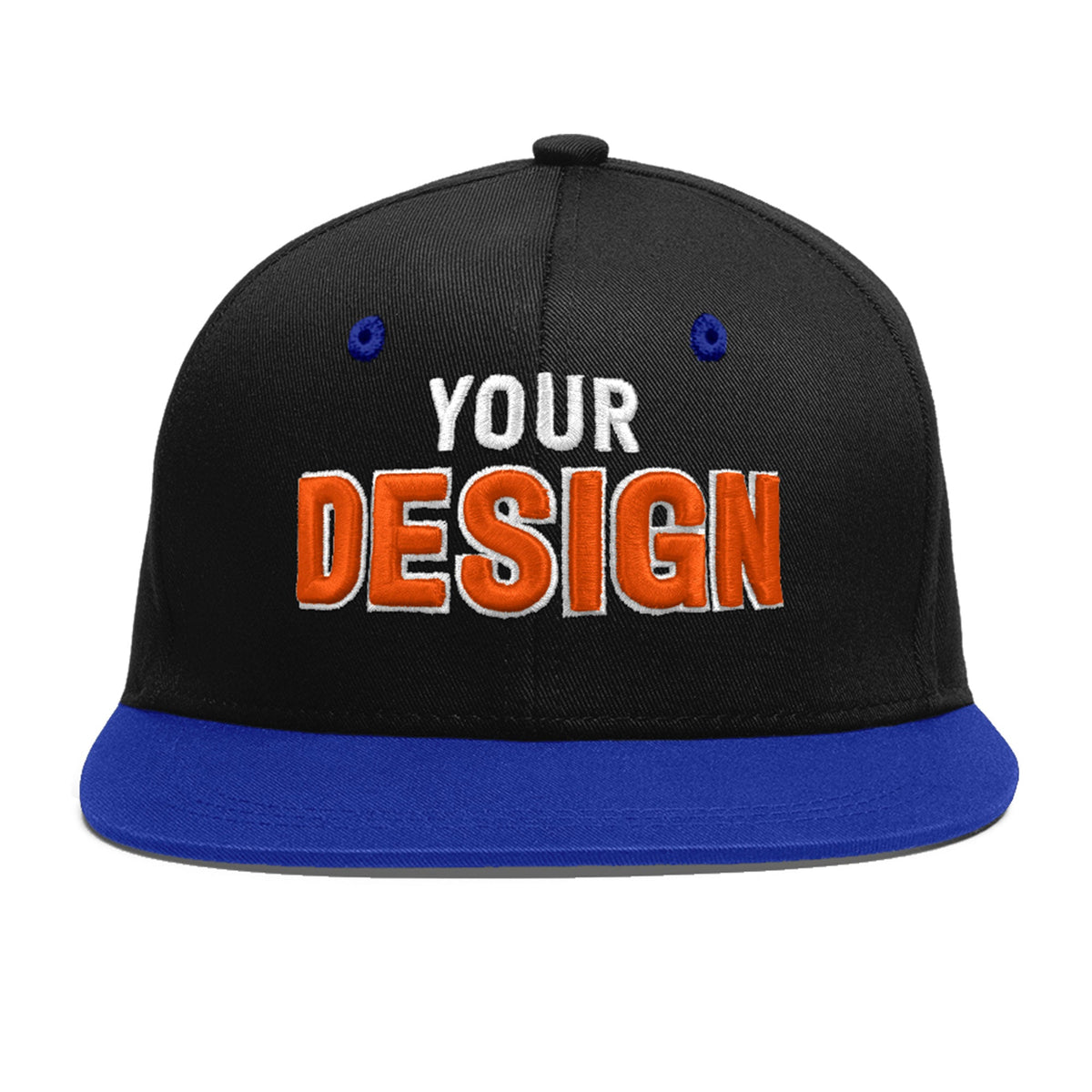 Custom Black Royal Blue 3D Puff Embroidery Flat Embroidery Casual Sport Baseball Cap