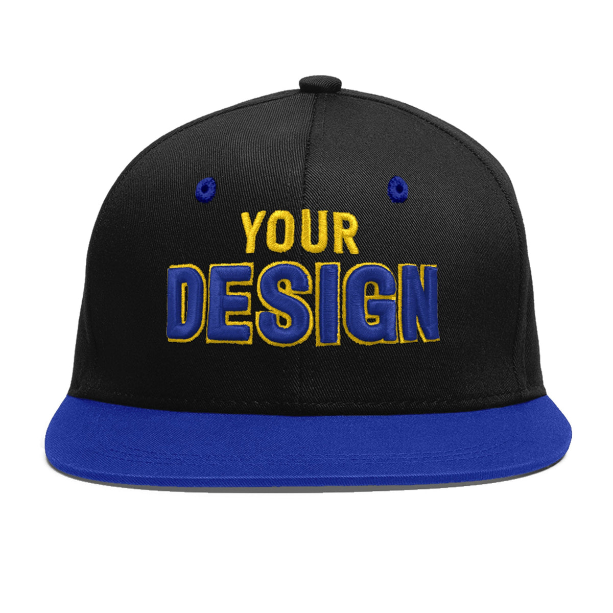 Custom Black Royal Blue 3D Puff Embroidery Flat Embroidery Casual Sport Baseball Cap