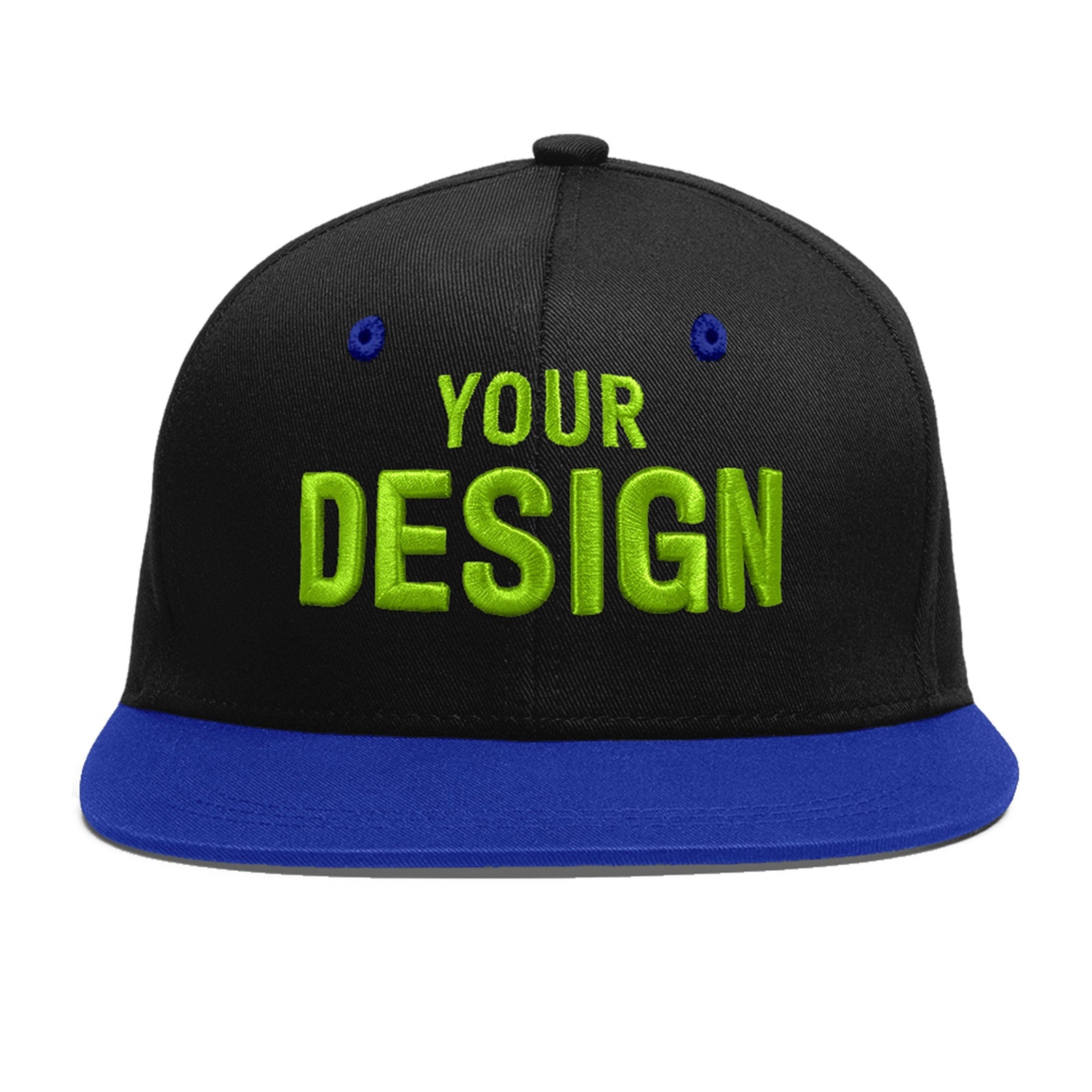 Custom Black Royal Blue 3D Puff Embroidery Flat Embroidery Casual Sport Baseball Cap