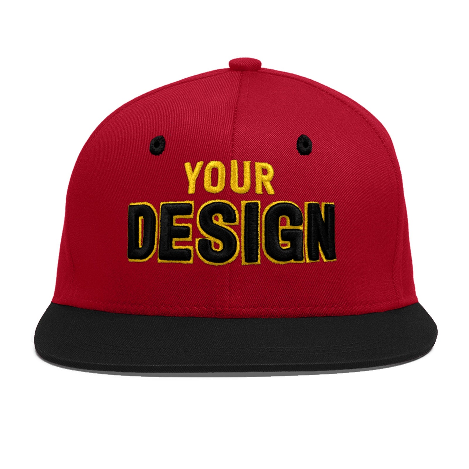 Custom Red Black 3D Puff Embroidery Flat Embroidery Casual Sport Baseball Cap